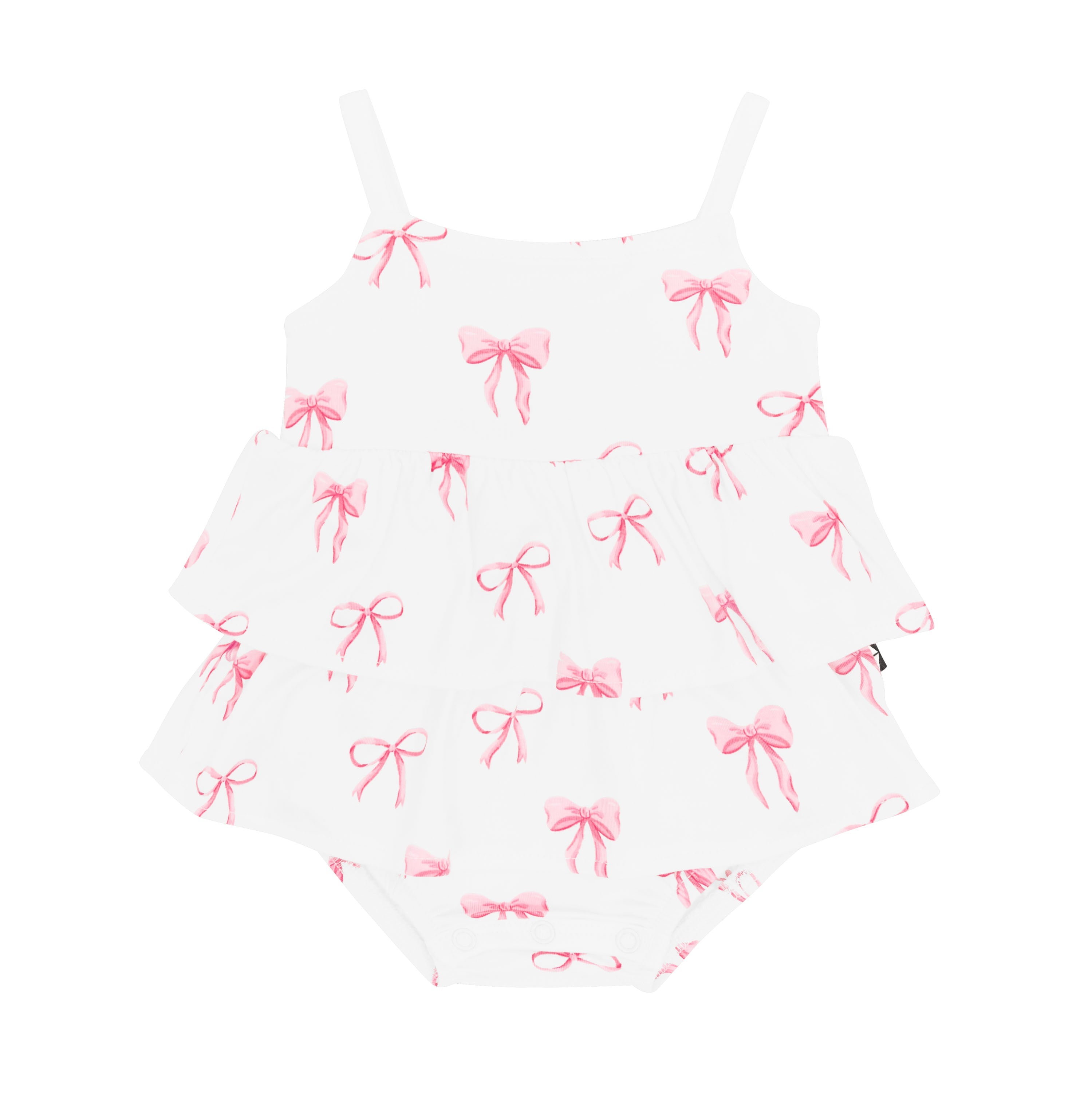 Spaghetti Strap Ruffle Romper in Bow