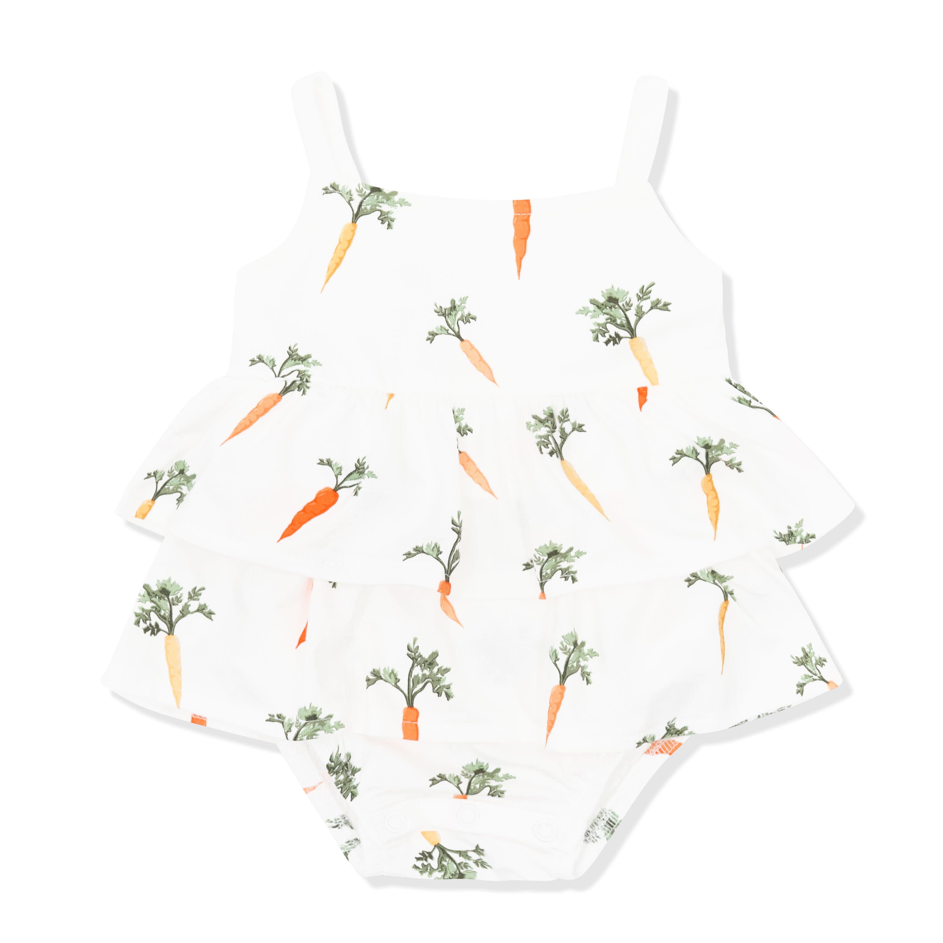 Spaghetti Strap Ruffle Romper in Carrot