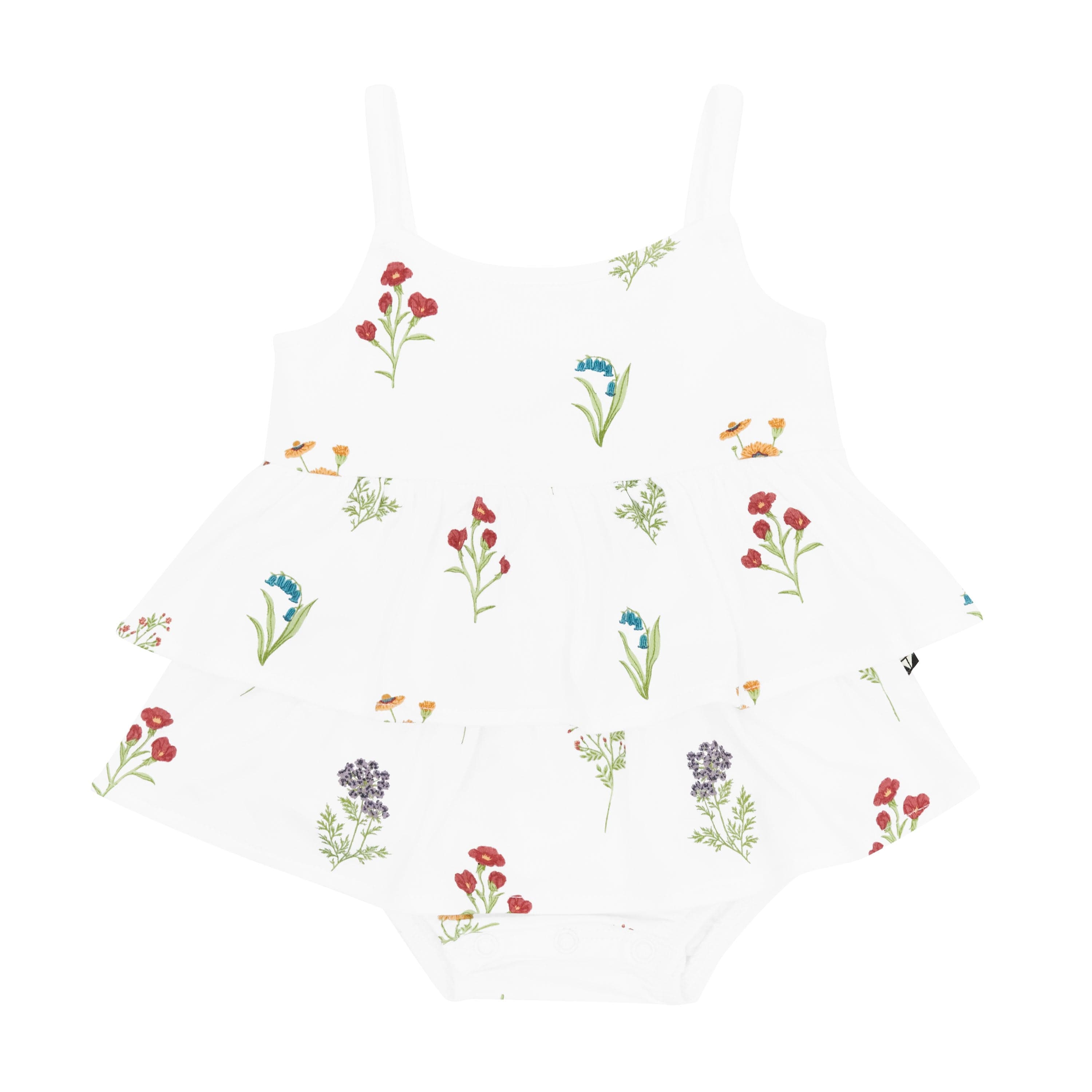 Spaghetti Strap Ruffle Romper in Wildflower
