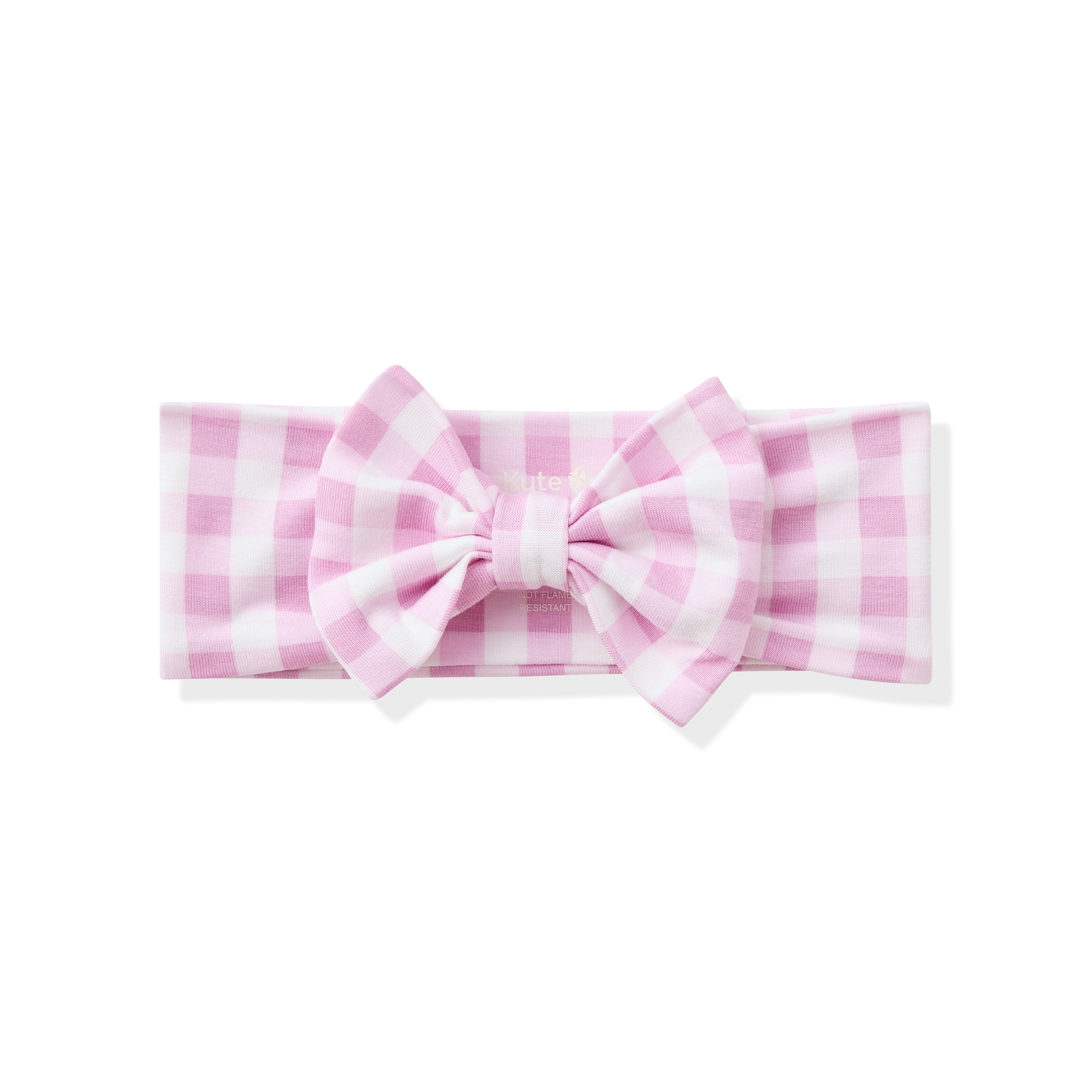 Bow Headband in Gingham Thistle