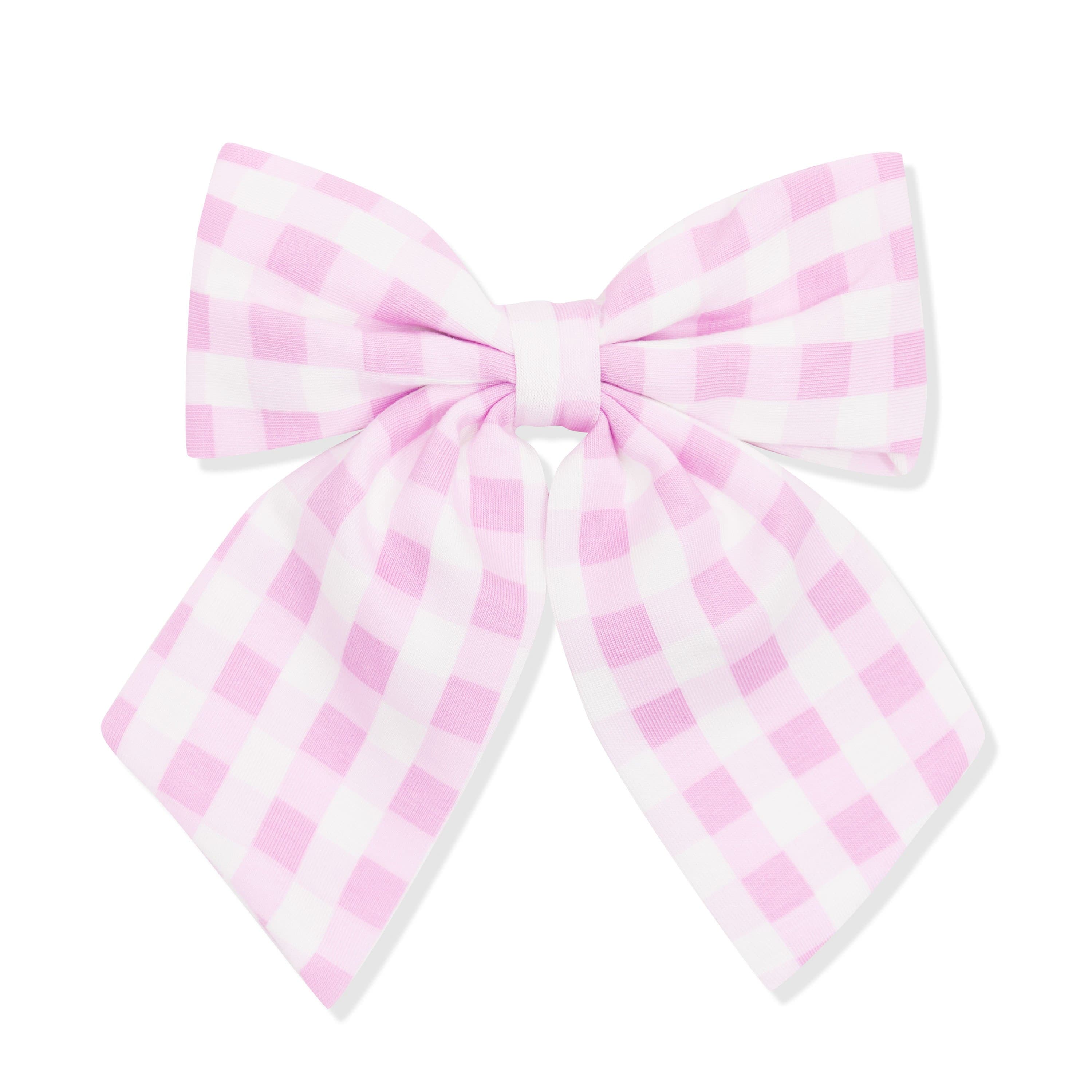 Large Alligator Clip Bow in Gingham Thistle