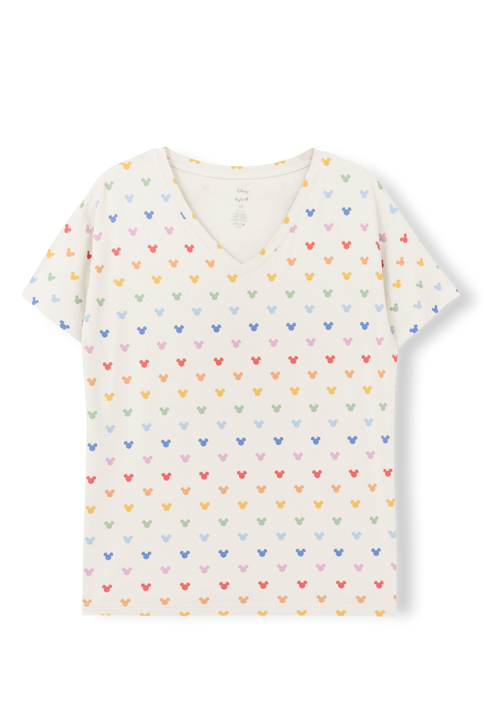 Women's Relaxed Fit V-Neck in Pastel Mickey Mouse