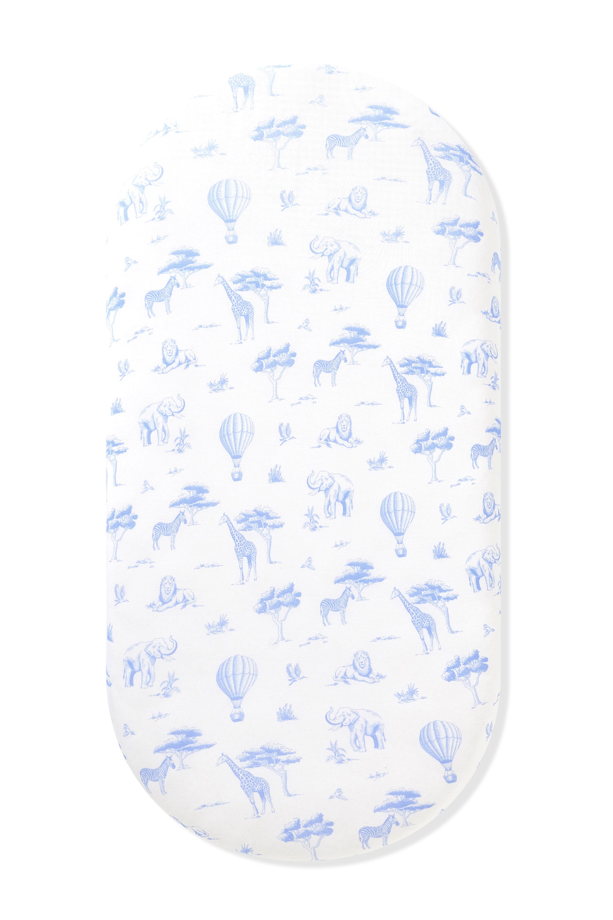 Oval Bassinet Sheet in Toile Safari