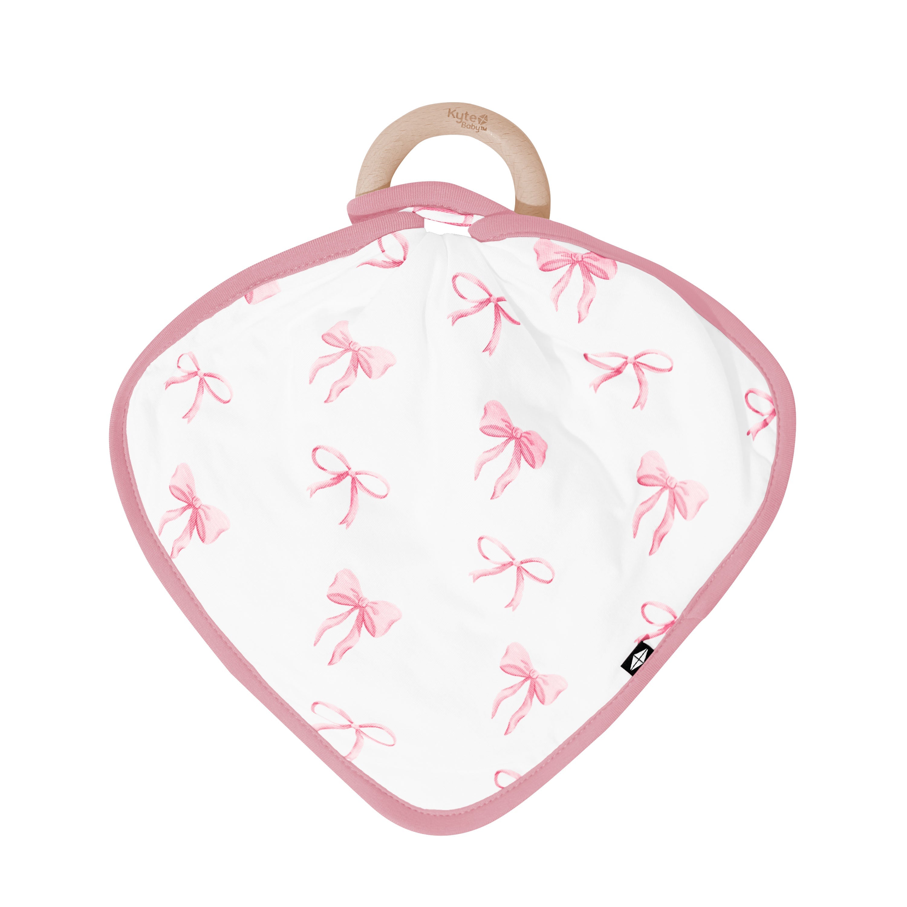 Lovey in Bow with Removable Wooden Teething Ring