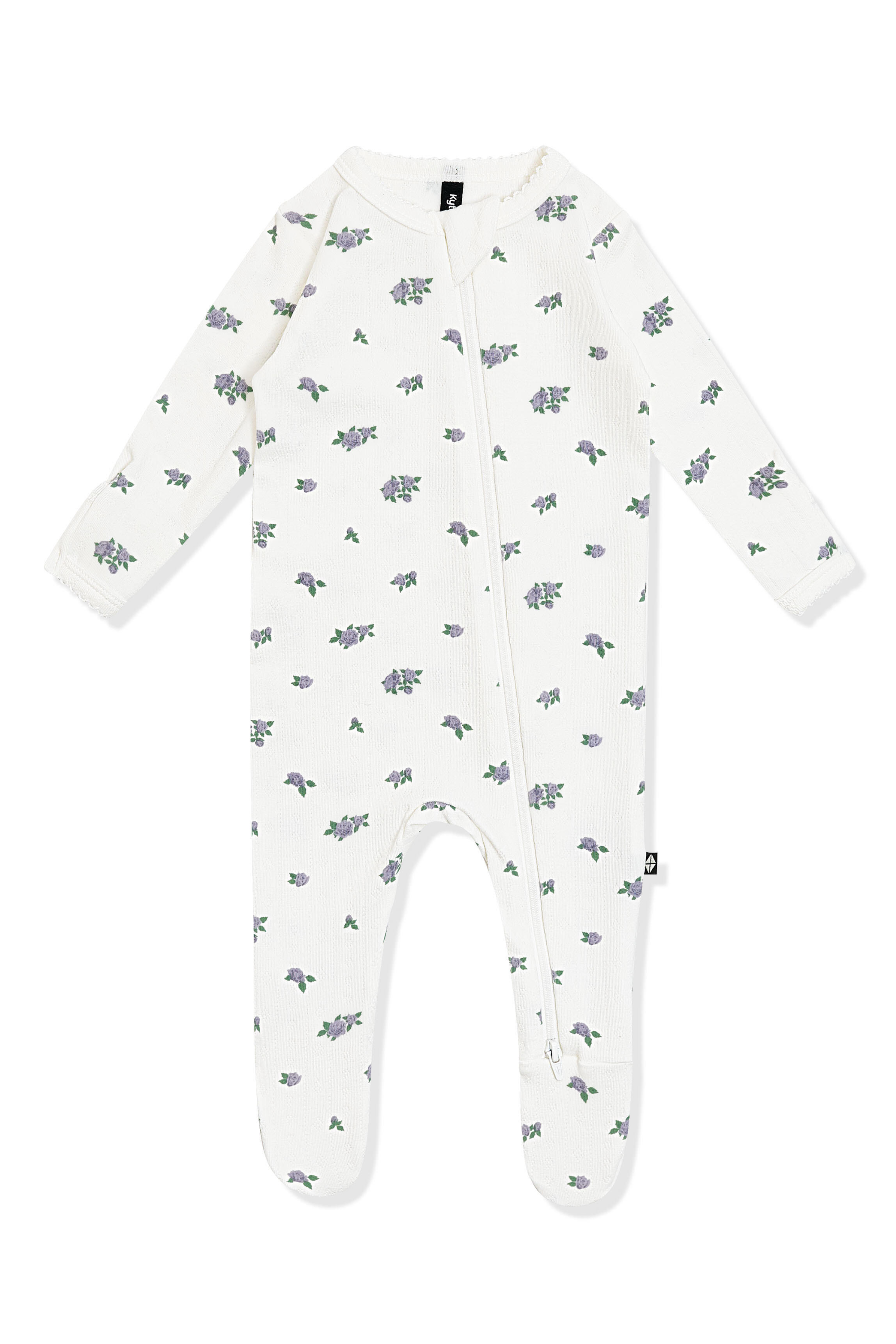 Pointelle Zippered Footie in Spray Rose