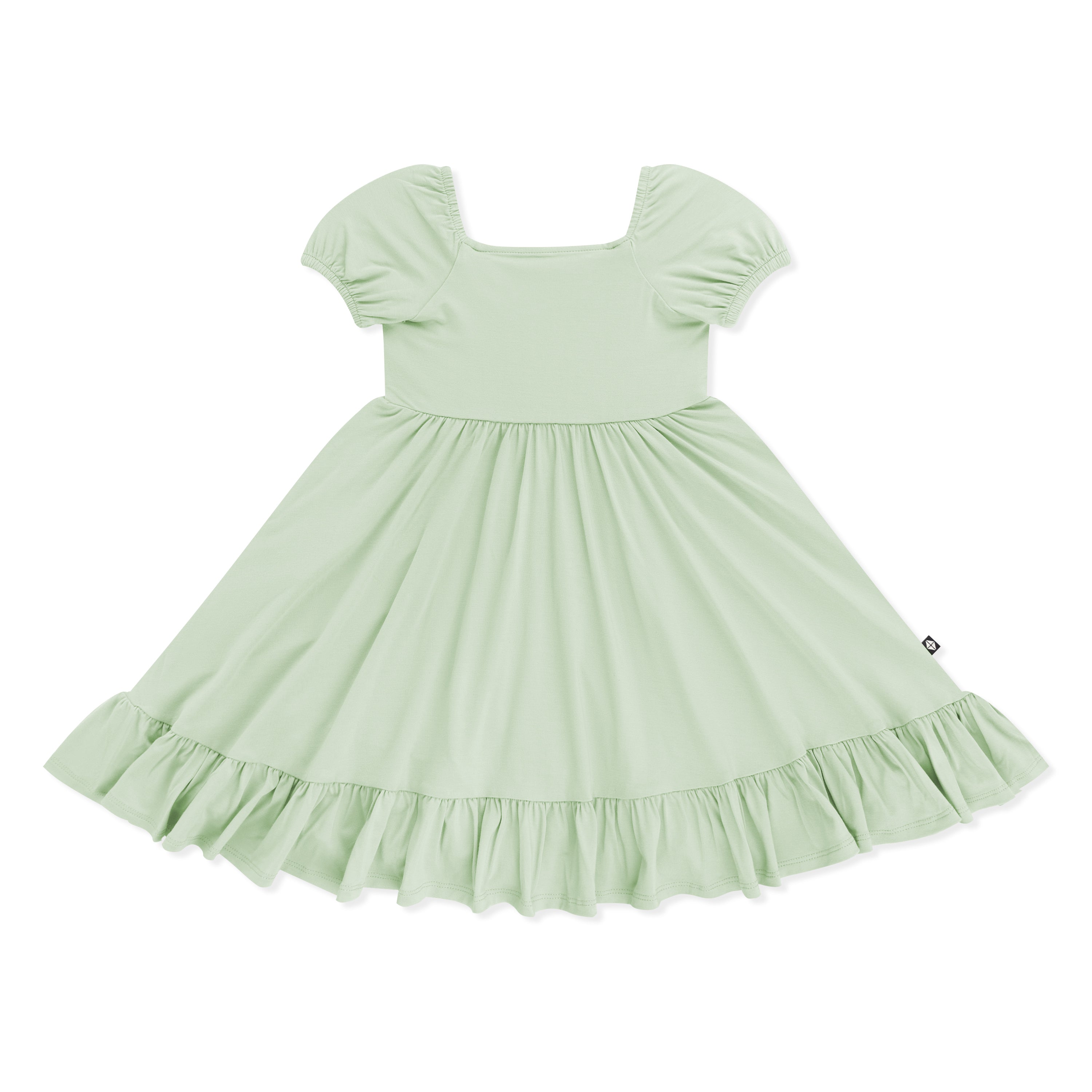 Puff Sleeve Twirl Dress in Basil