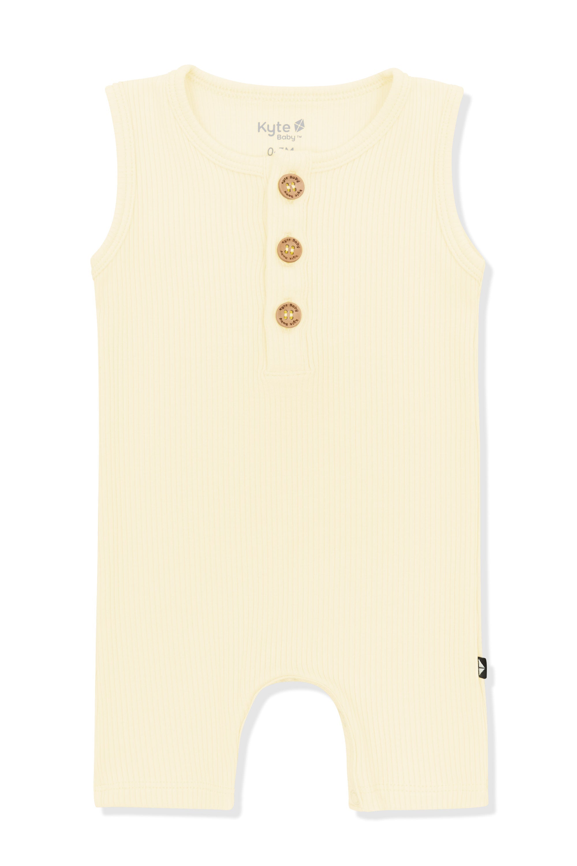 Ribbed Sleeveless Shortall in Chamomile