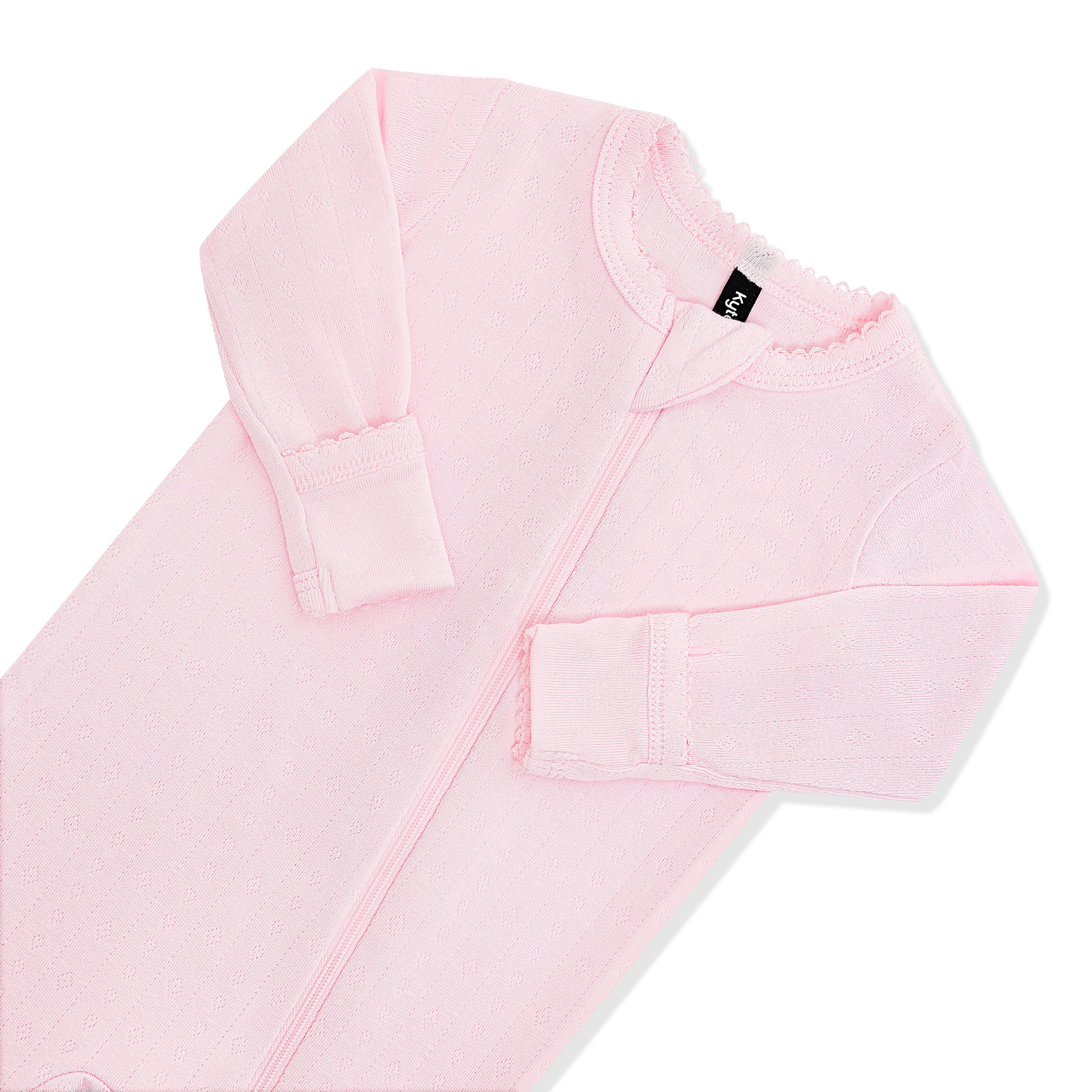 Pointelle Zippered Footie in Sakura