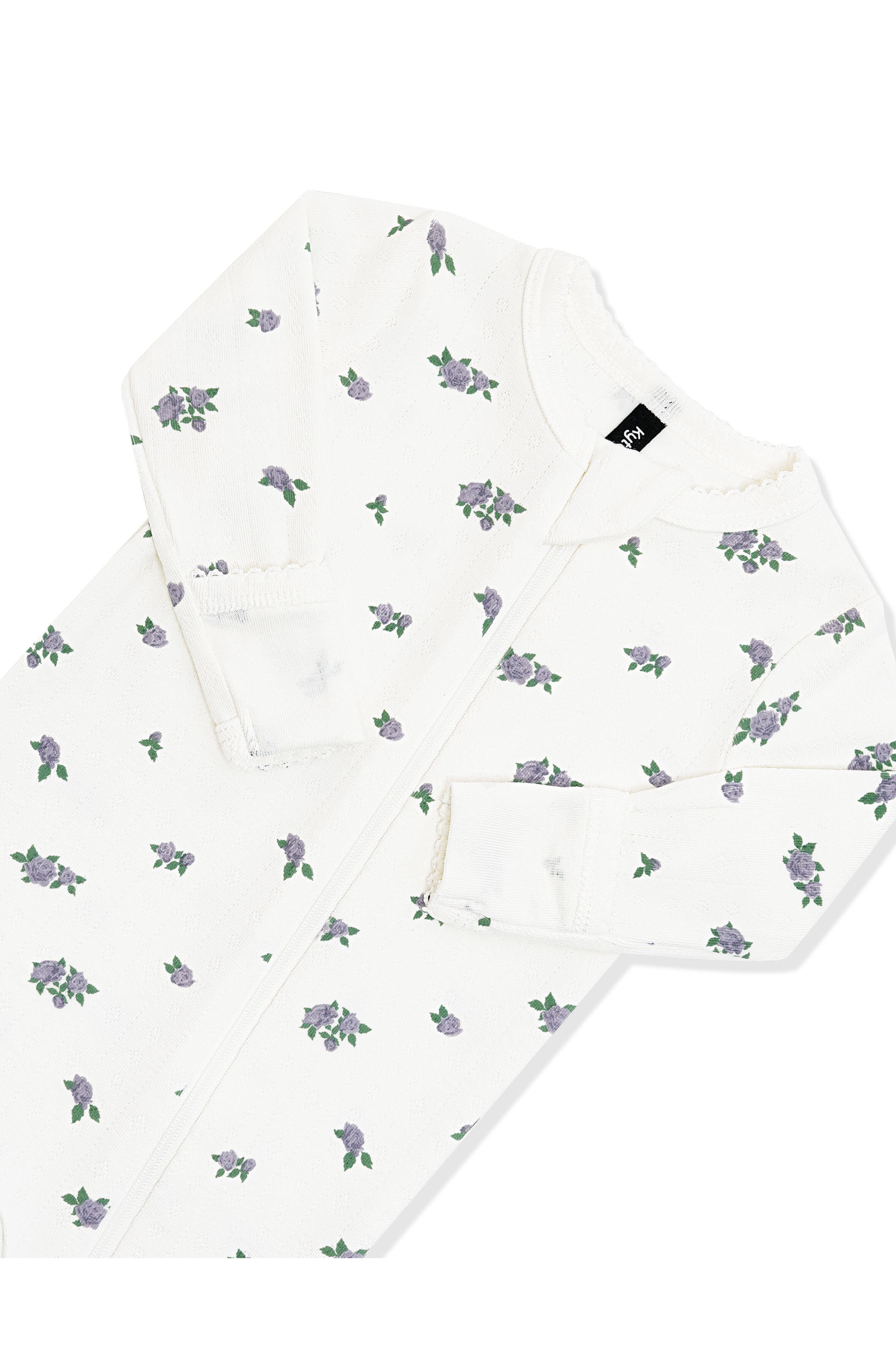 Pointelle Zippered Footie in Spray Rose