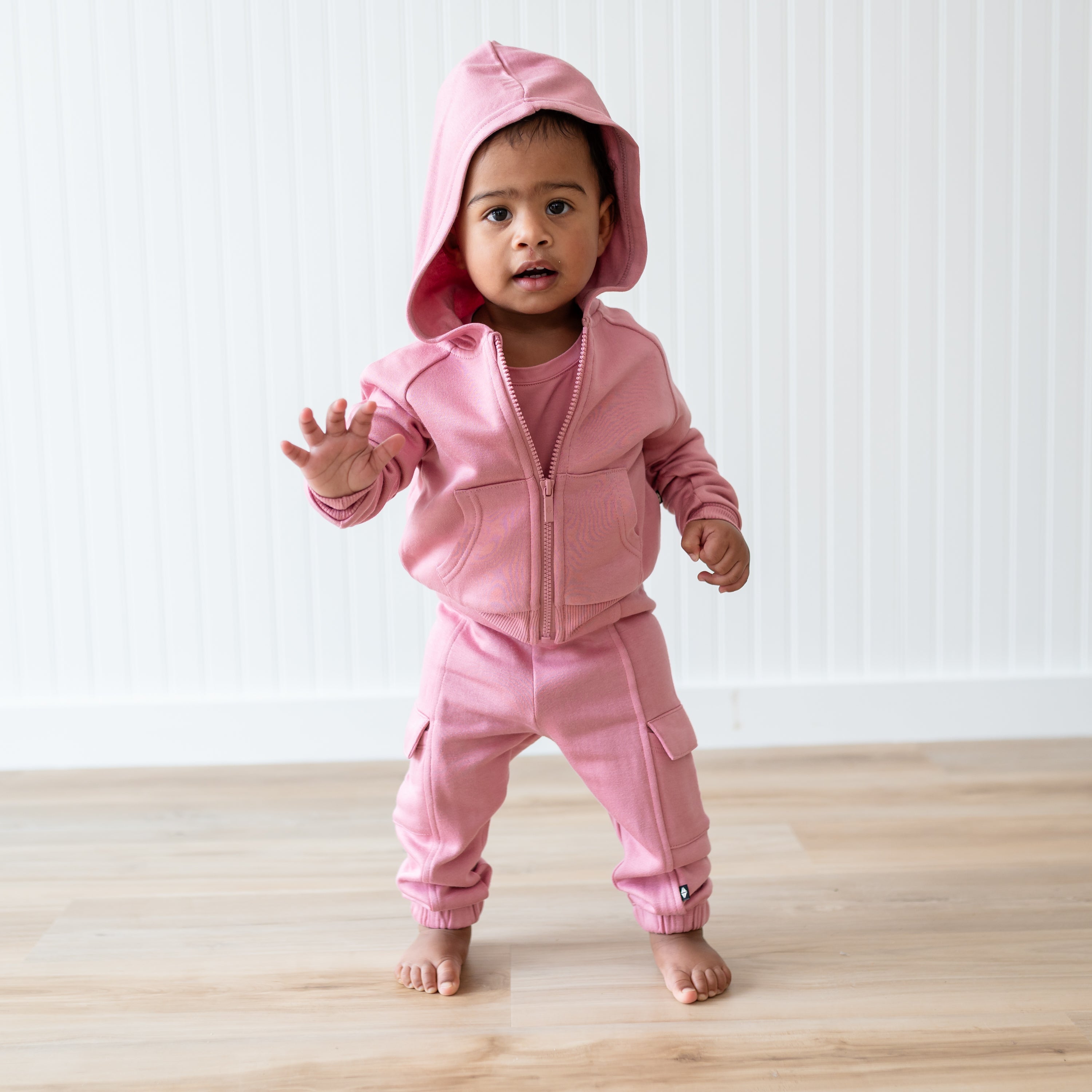 Fleece Zip Up Hoodie in Apple Blossom