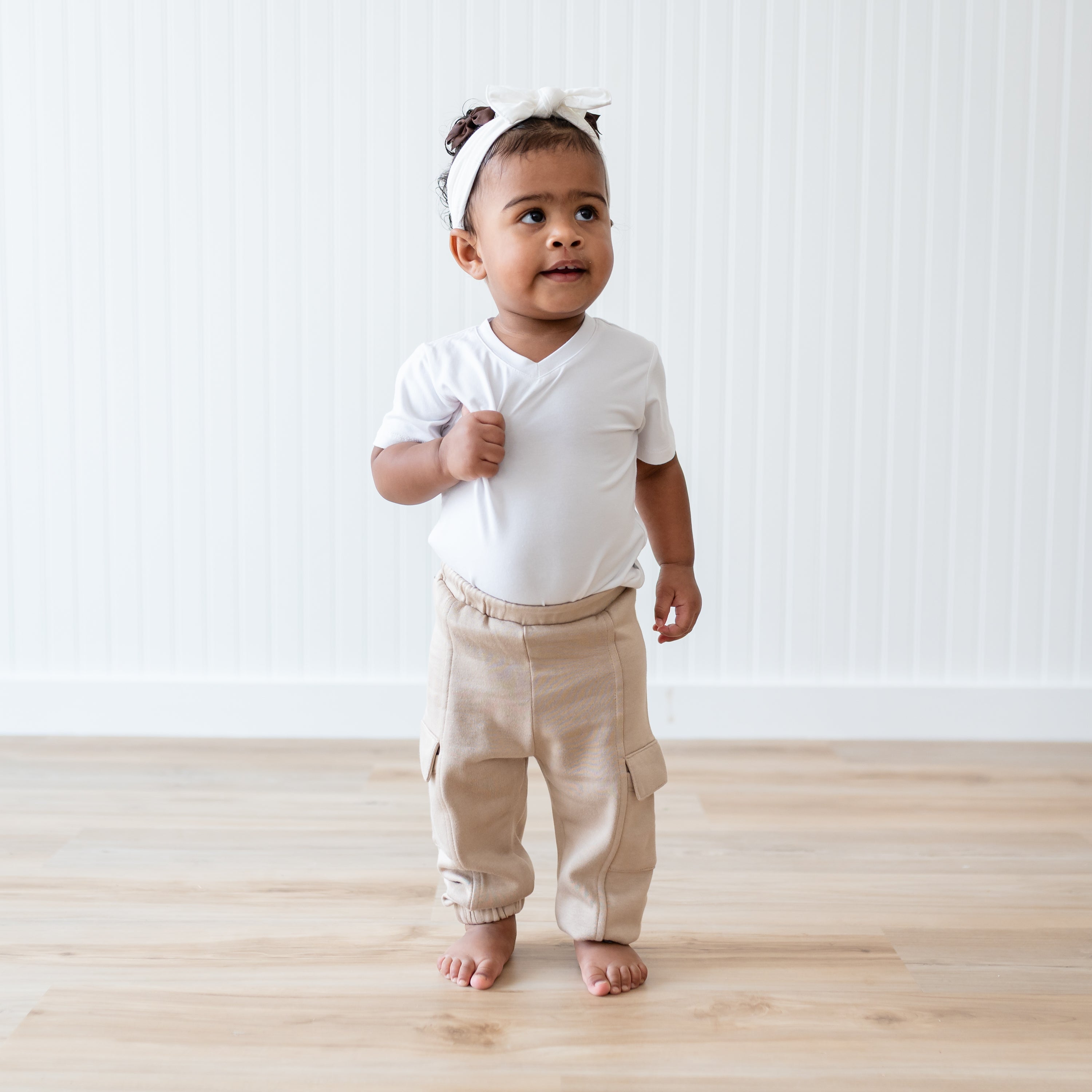 Fleece Cargo Pants in Almond