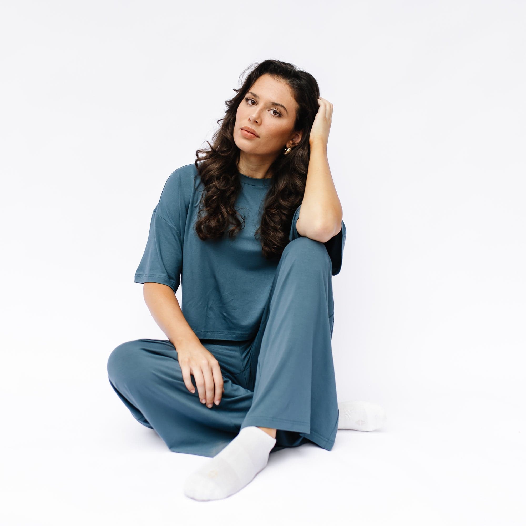 Women's Wide Leg Pant Set in Atlantic
