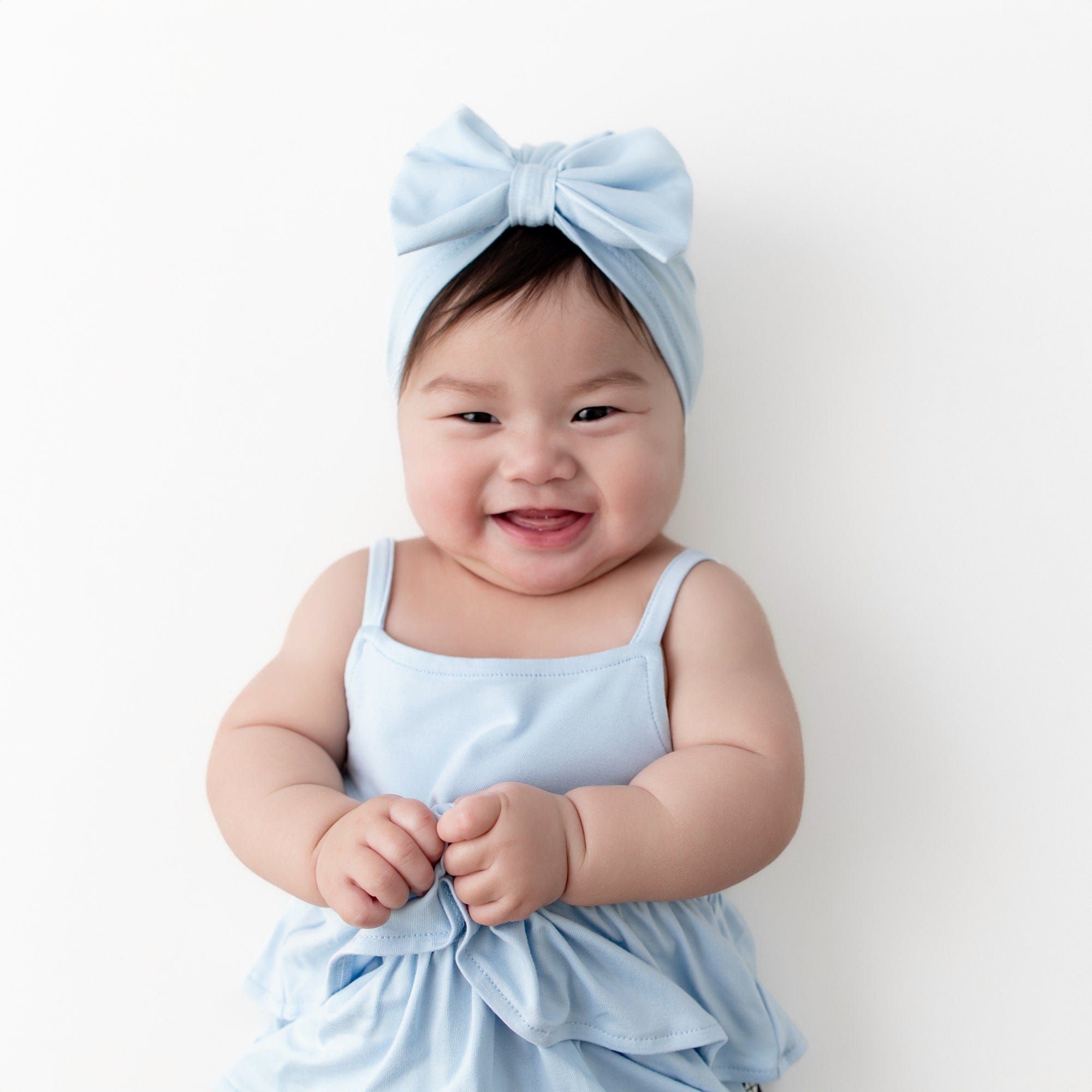 Spaghetti Strap Ruffle Romper in Breeze