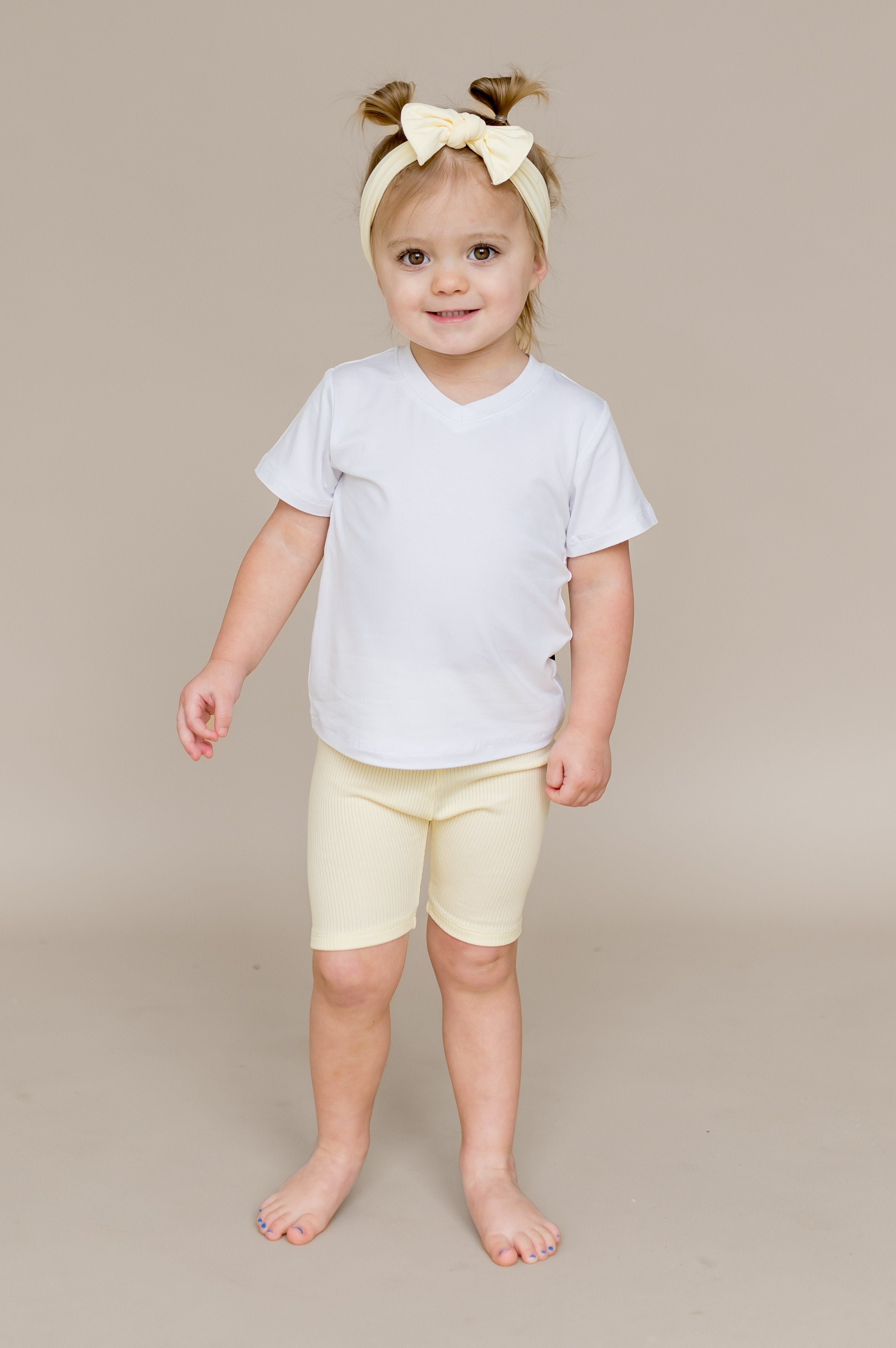 Ribbed Toddler Biker Shorts in Chamomile
