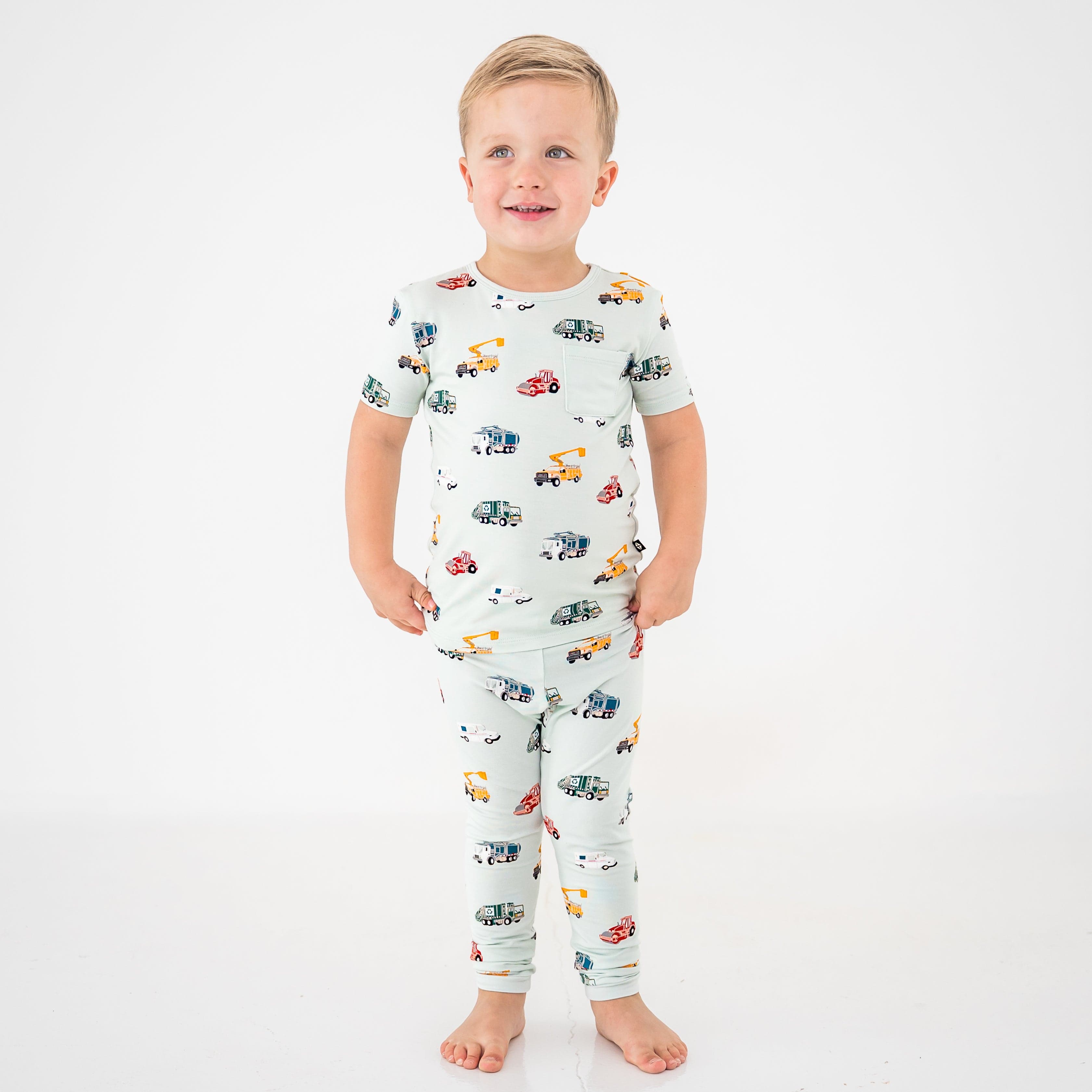 Short Sleeve with Pants Pajamas in City Vehicles