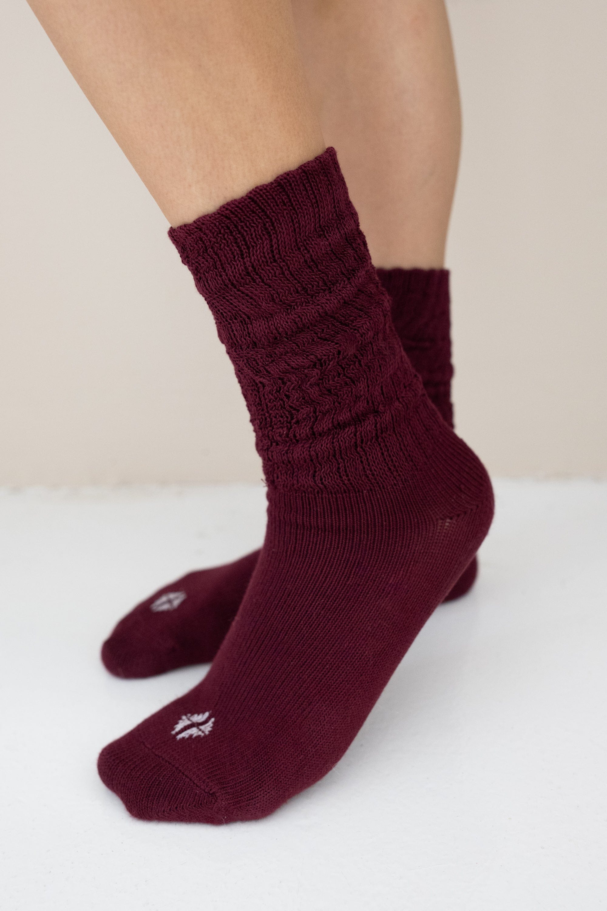 Adult Scrunch Socks in Burgundy