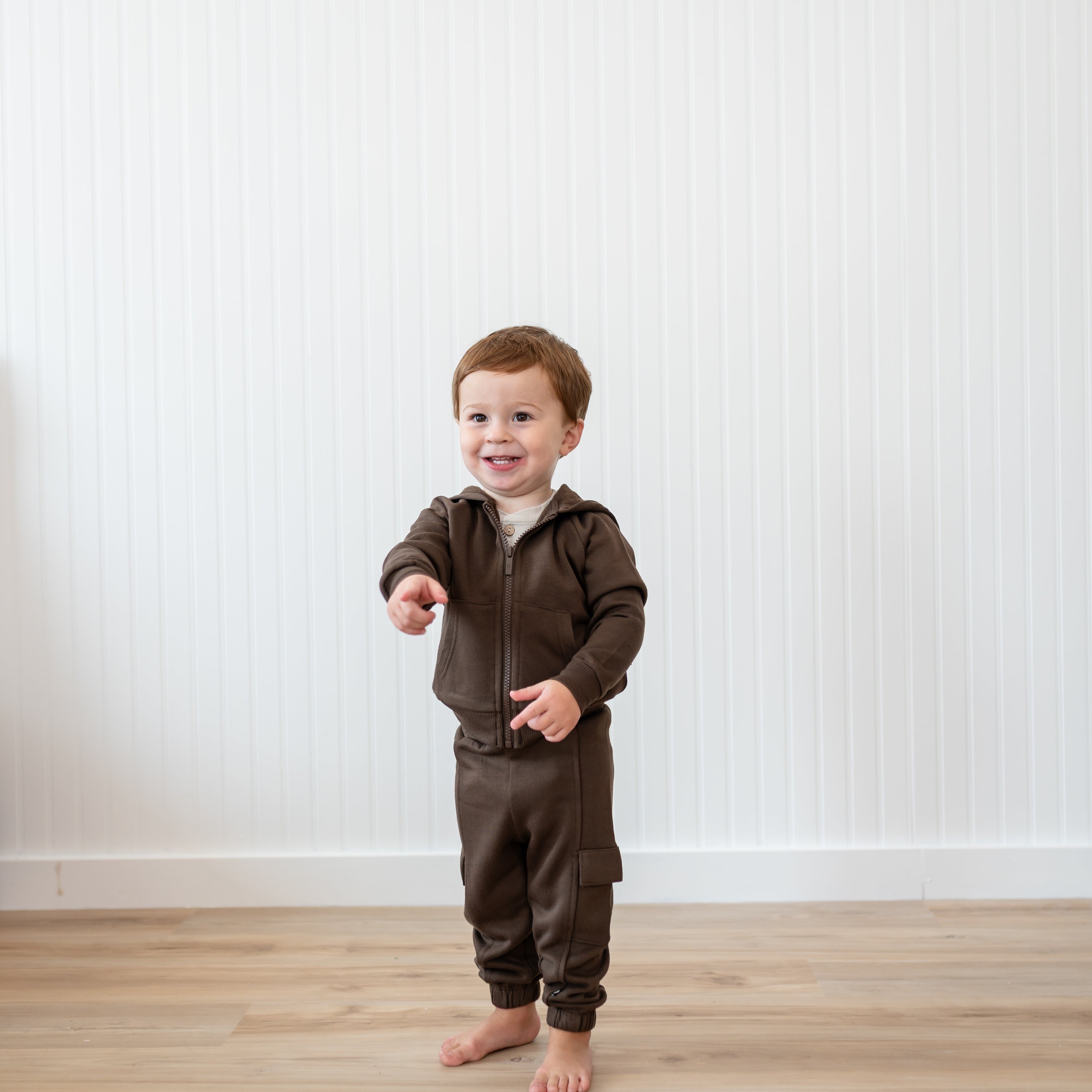Fleece Zip Up Hoodie in Espresso