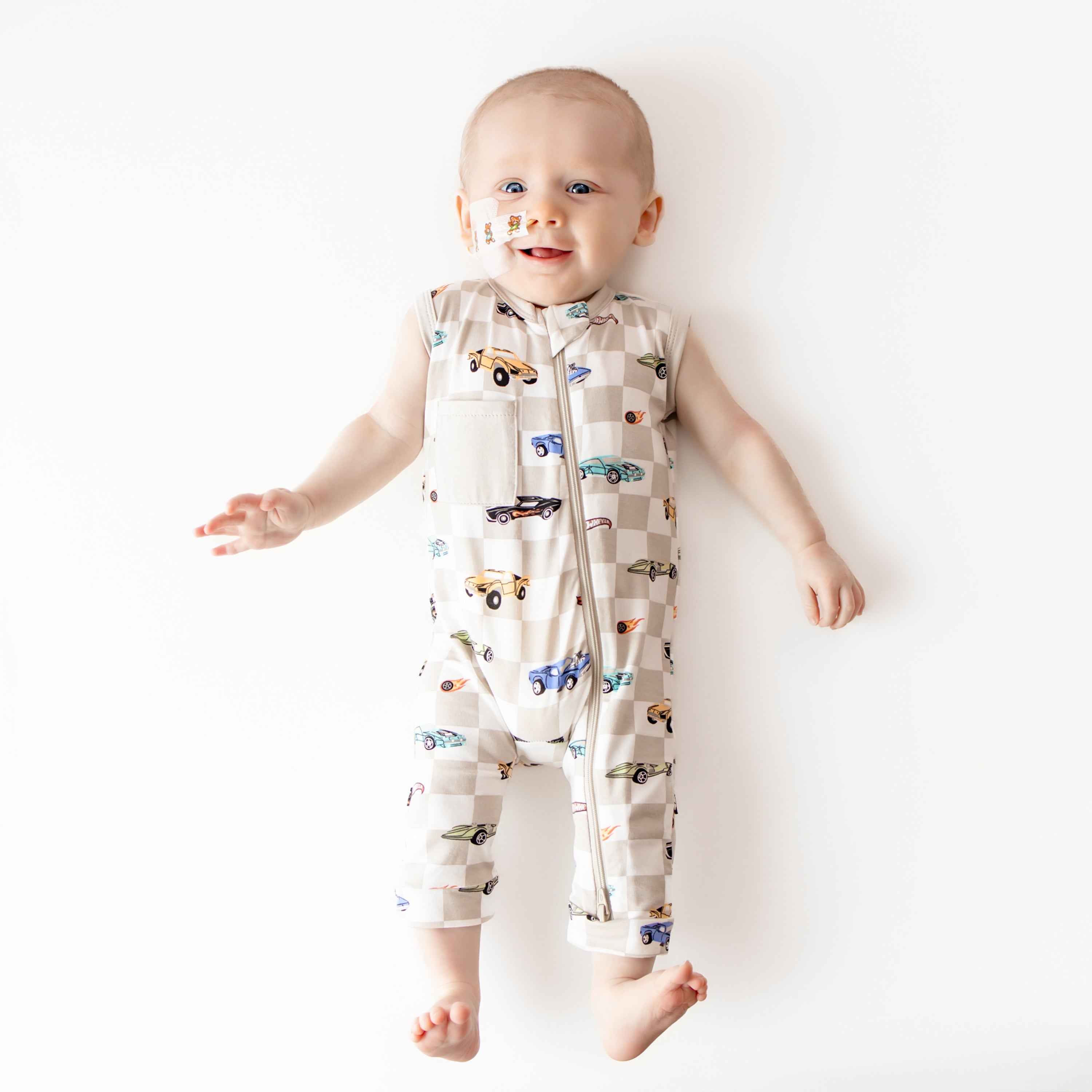 Zippered Sleeveless Romper in Fast and Fierce