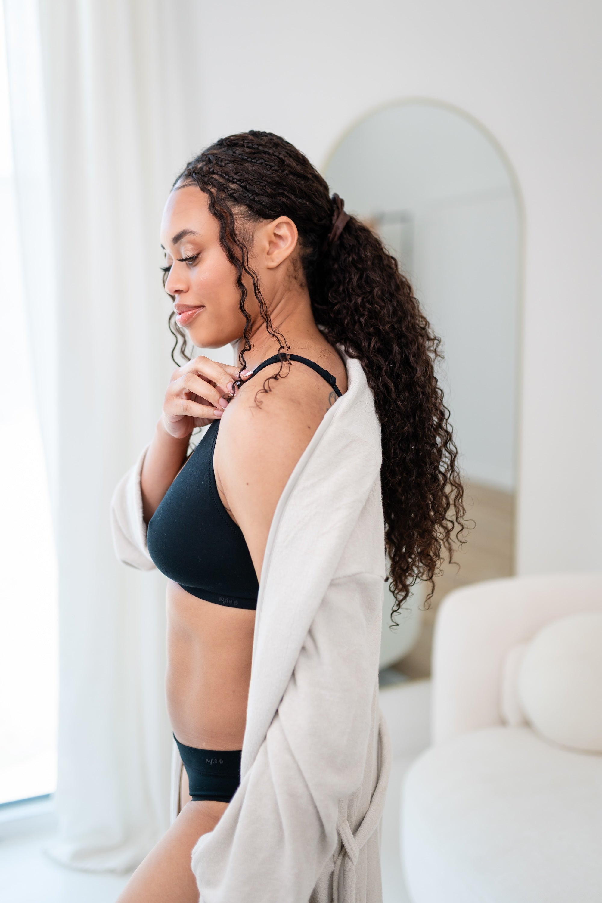 Women's Cross Front Bralette in Midnight