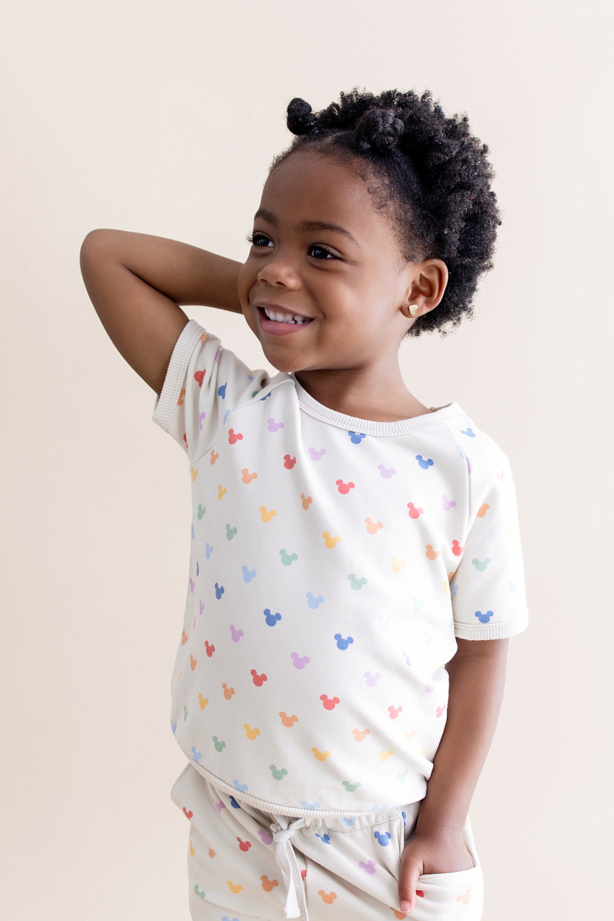 Short Sleeve Jogger Set in Pastel Mickey Mouse