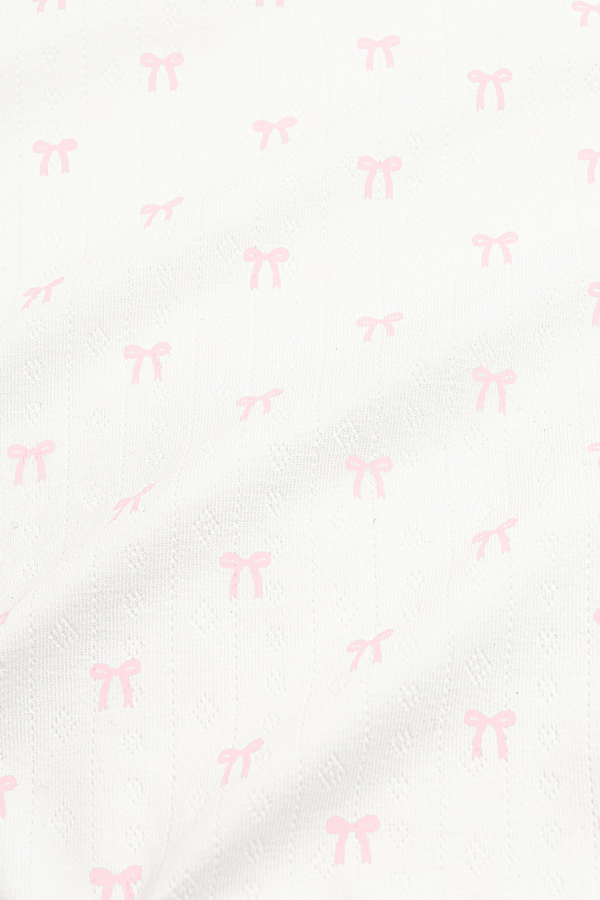 Pointelle Zippered Footie in Sweet Pink Bow