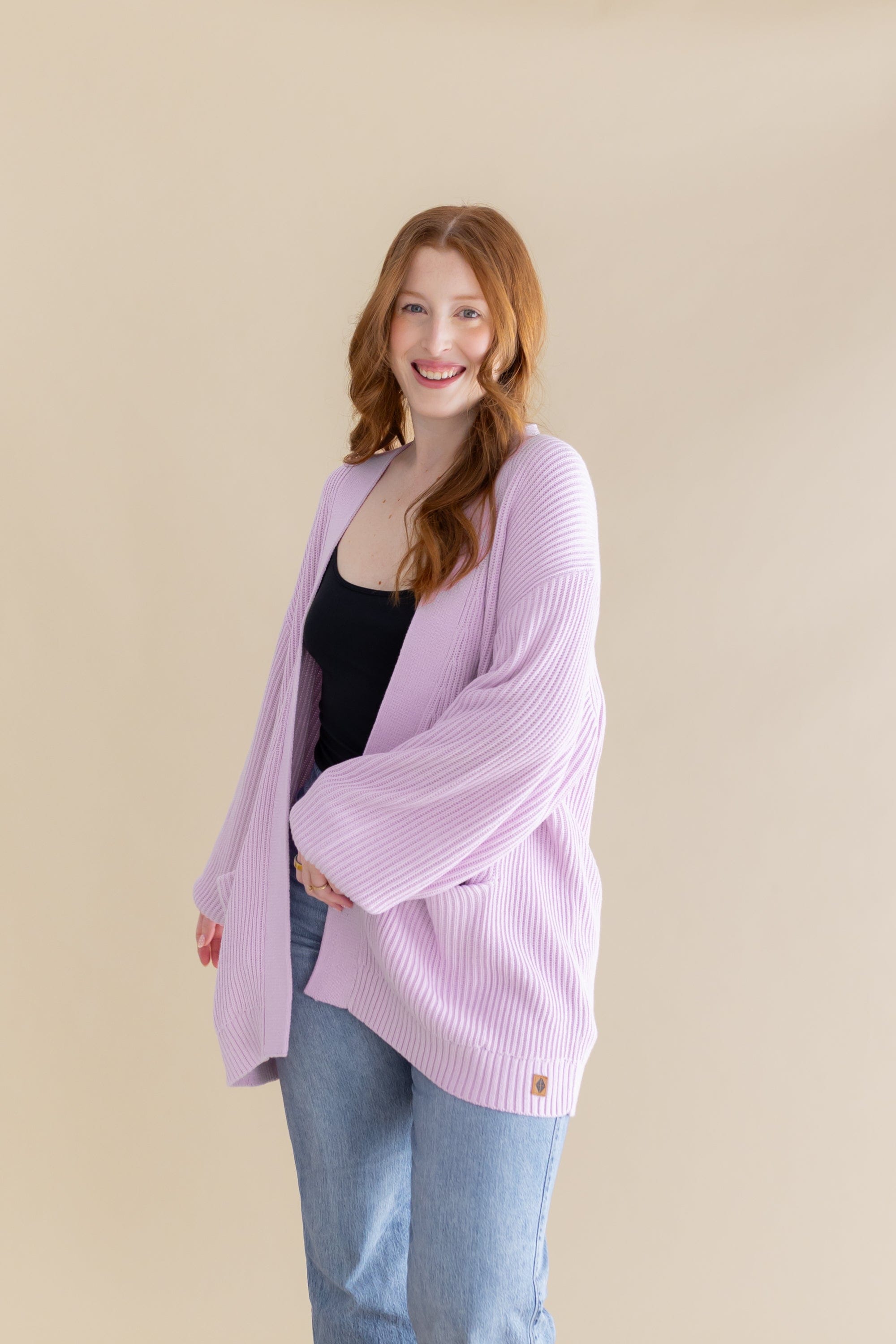 Chunky Knit Women's Oversized Cardigan in Thistle