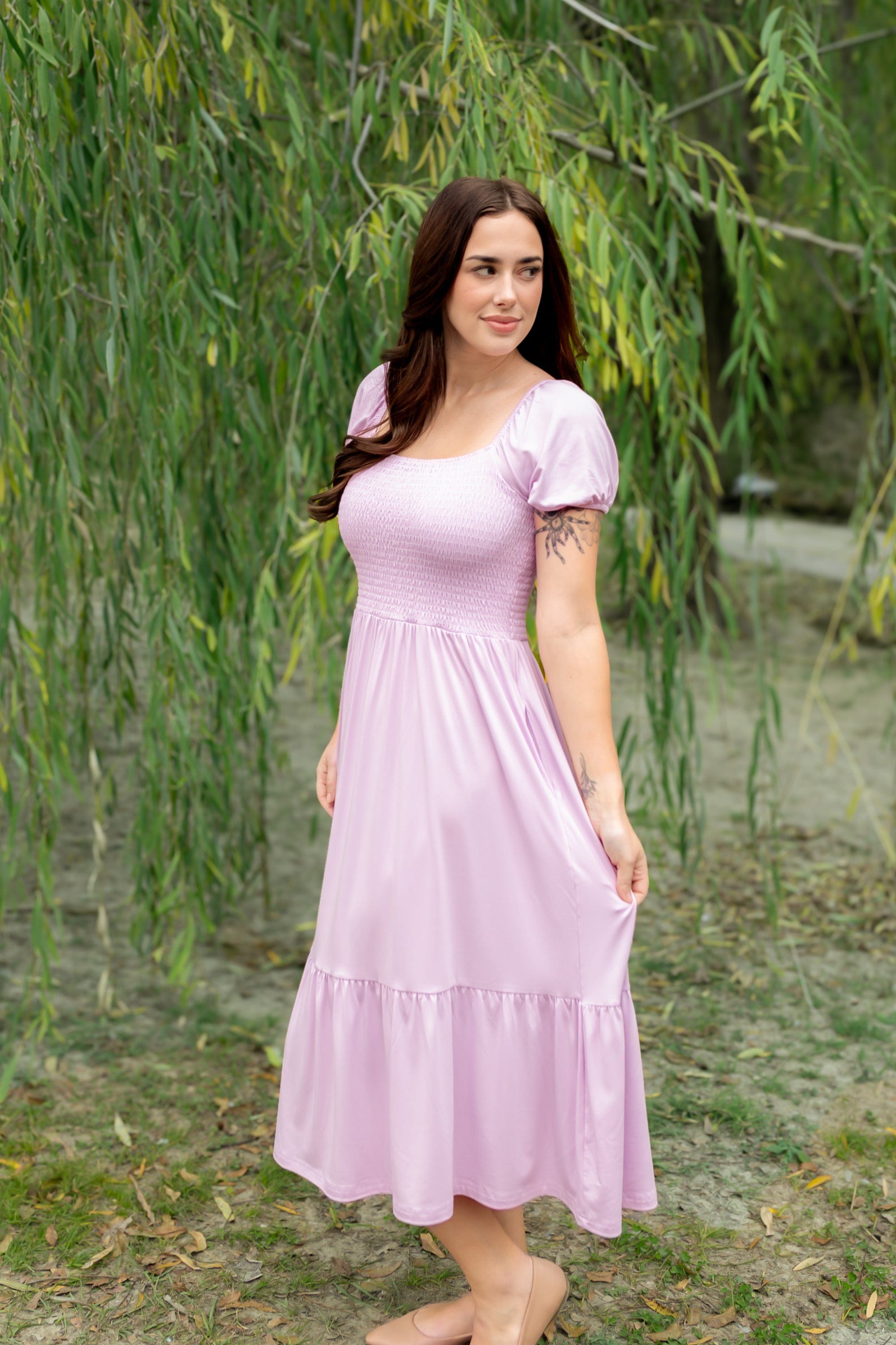 Women’s Smocked Dress in Thistle