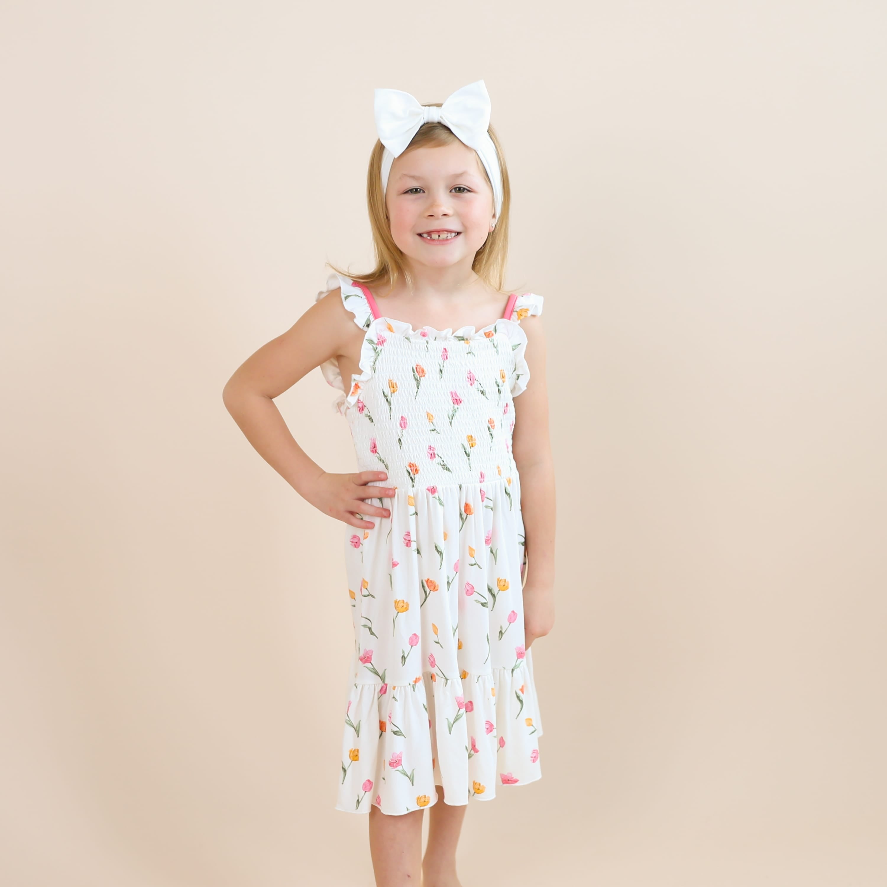 Smocked Dress in Tulip