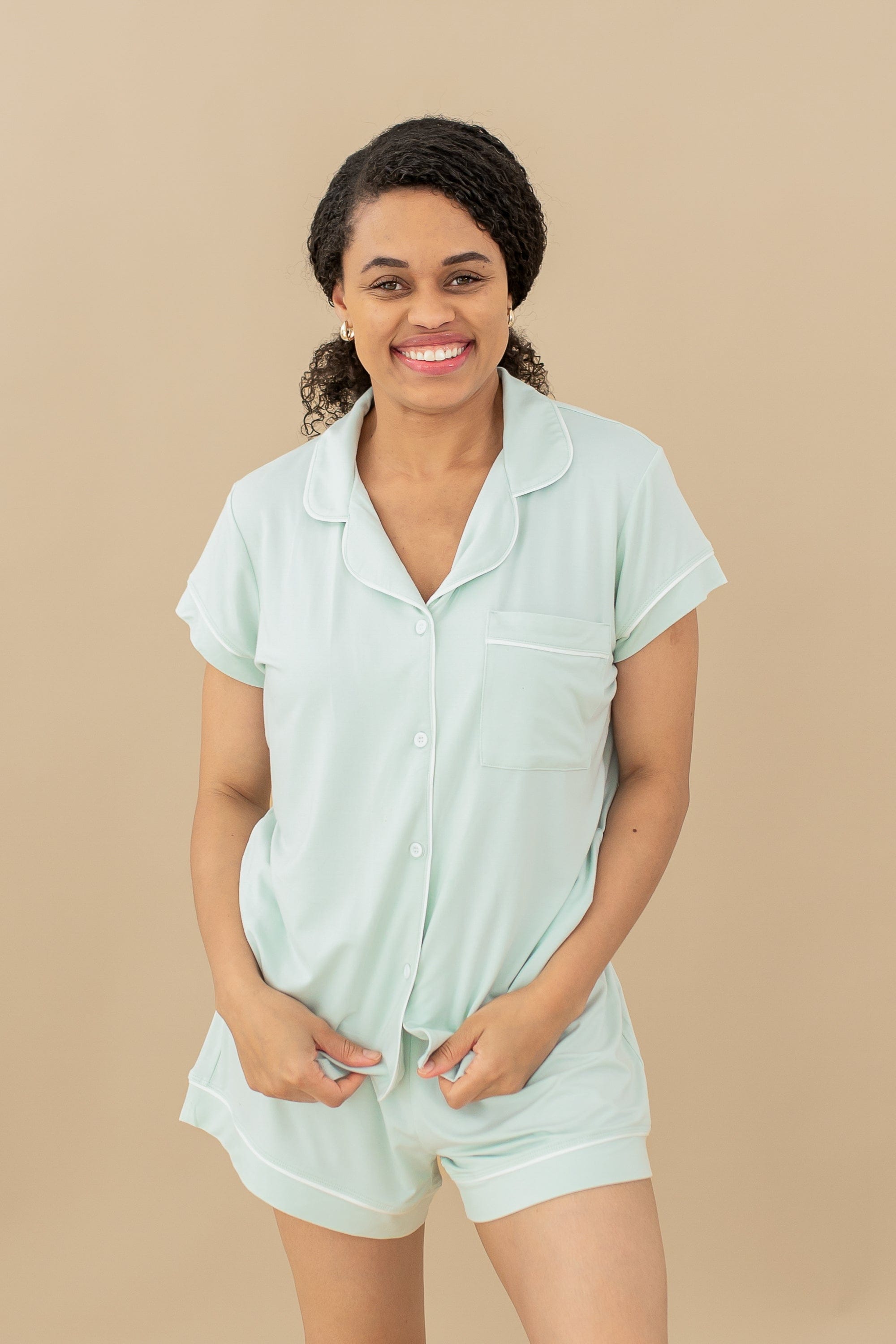 Women's Short Sleeve Pajama Set in Dew