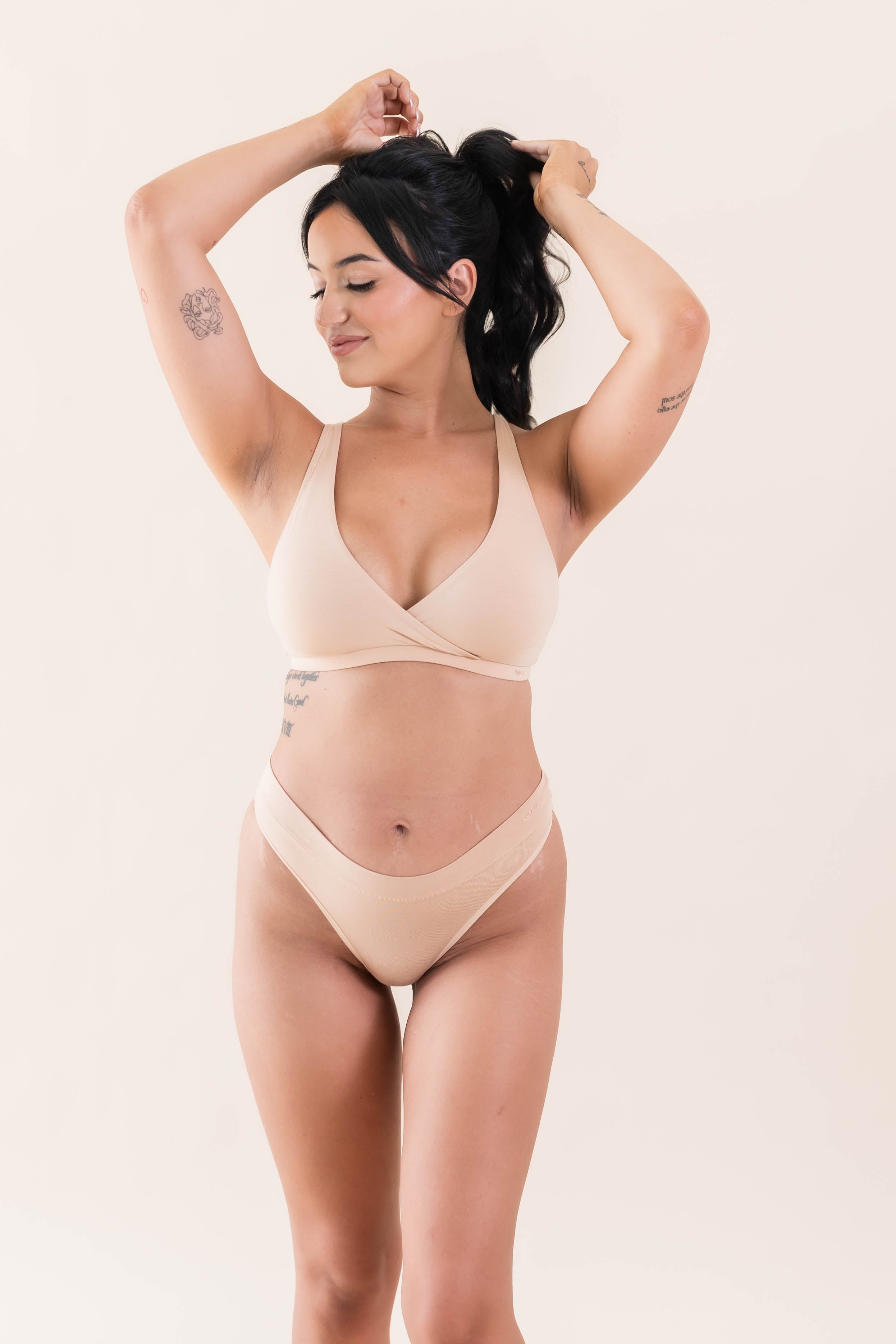 Women's Cross Front Bralette in Chai
