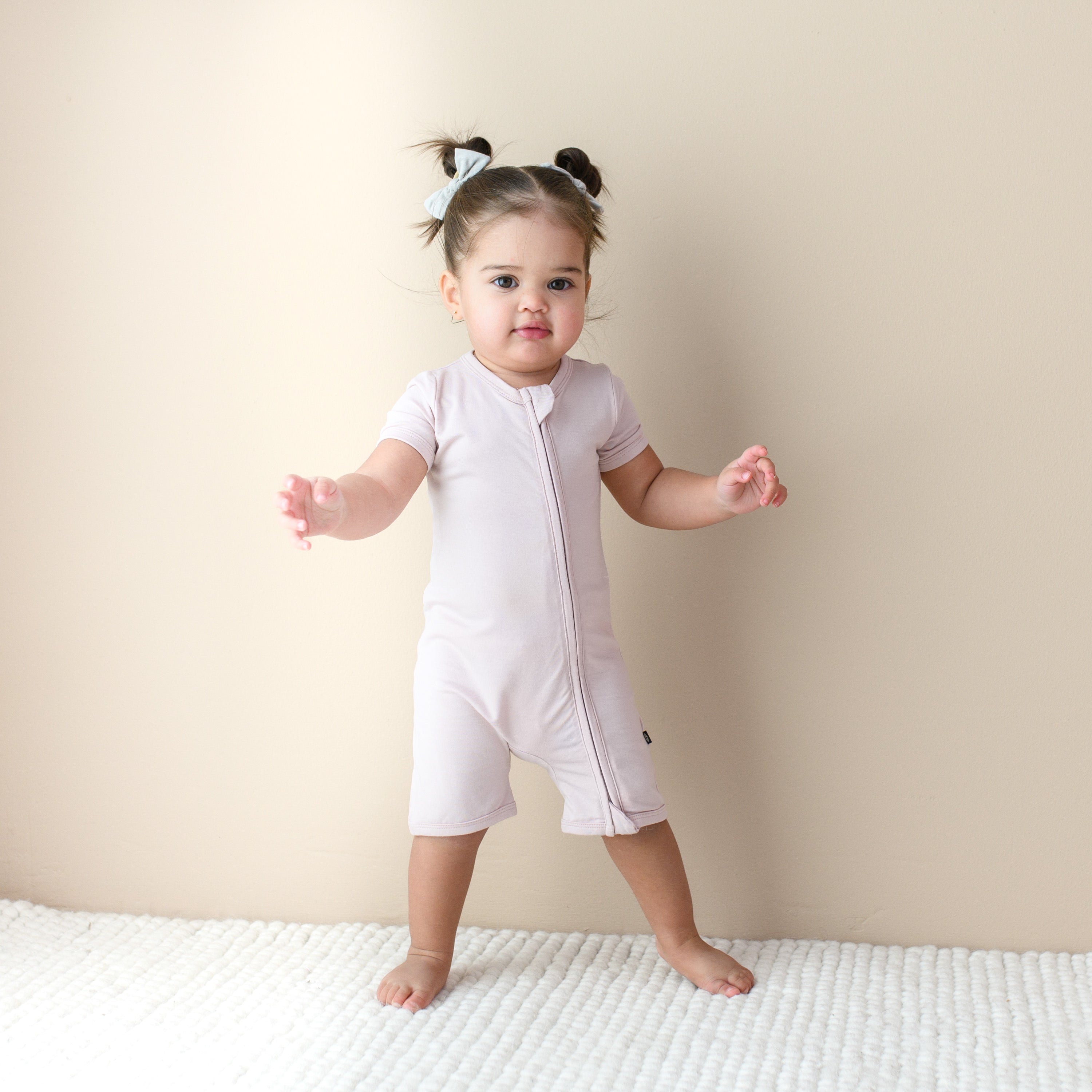 Zippered Shortall Romper in Blush