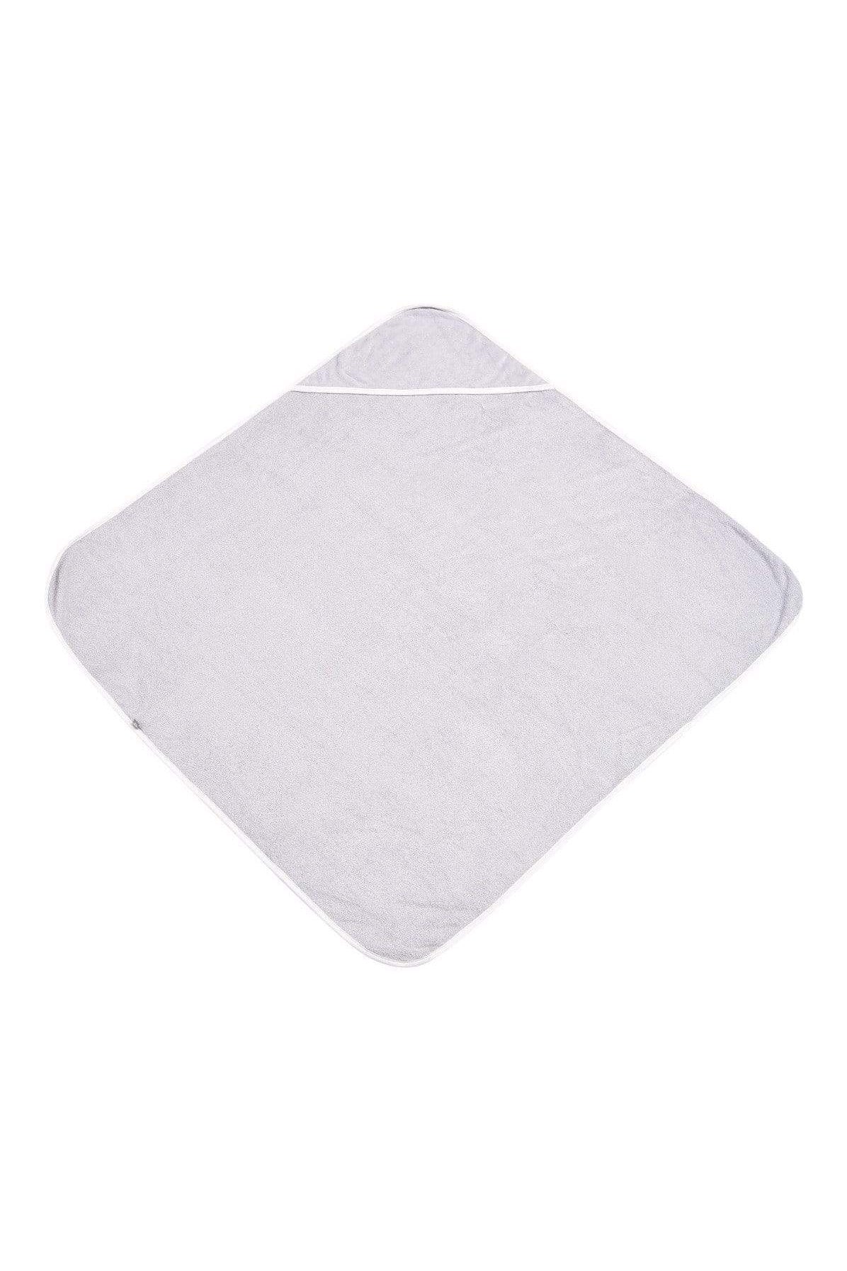 Hooded Bath Towel in Storm with Cloud Trim