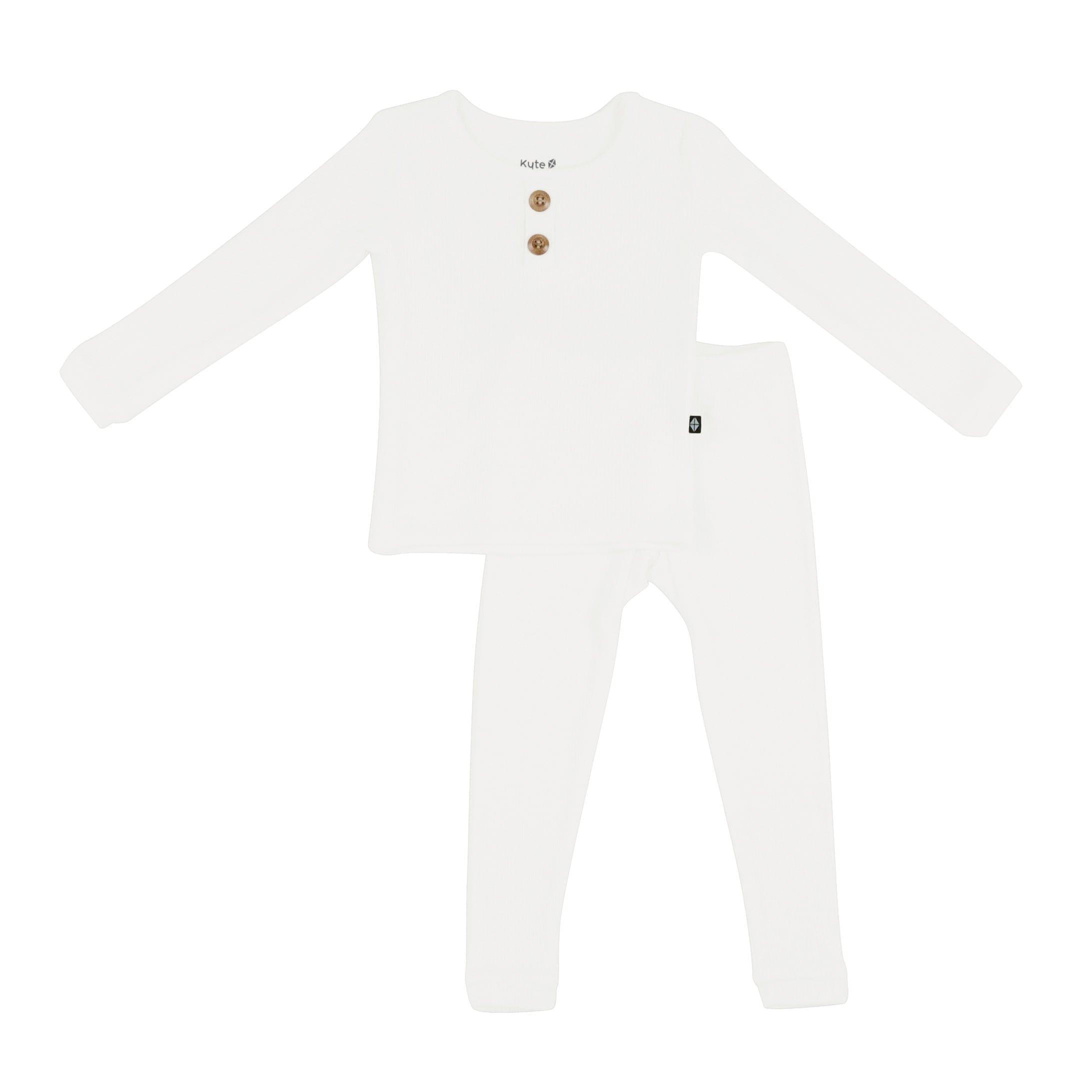 Ribbed Henley Set in Cloud