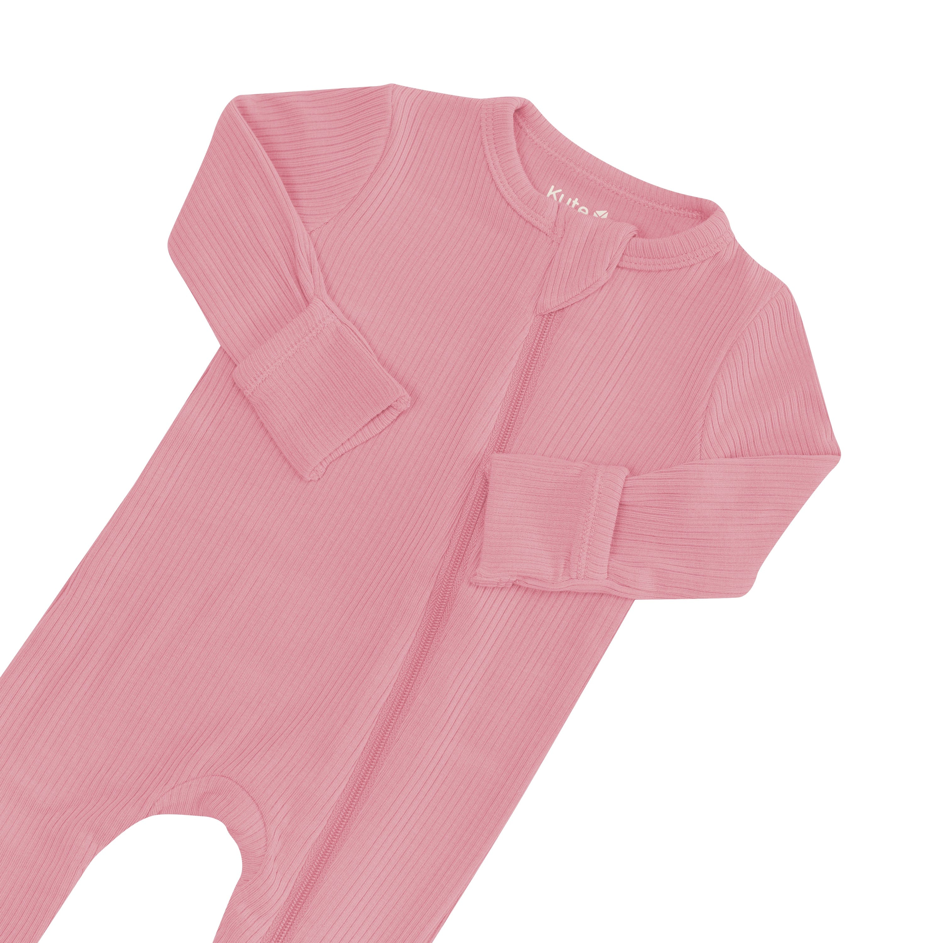 Ribbed Zipper Romper in Apple Blossom