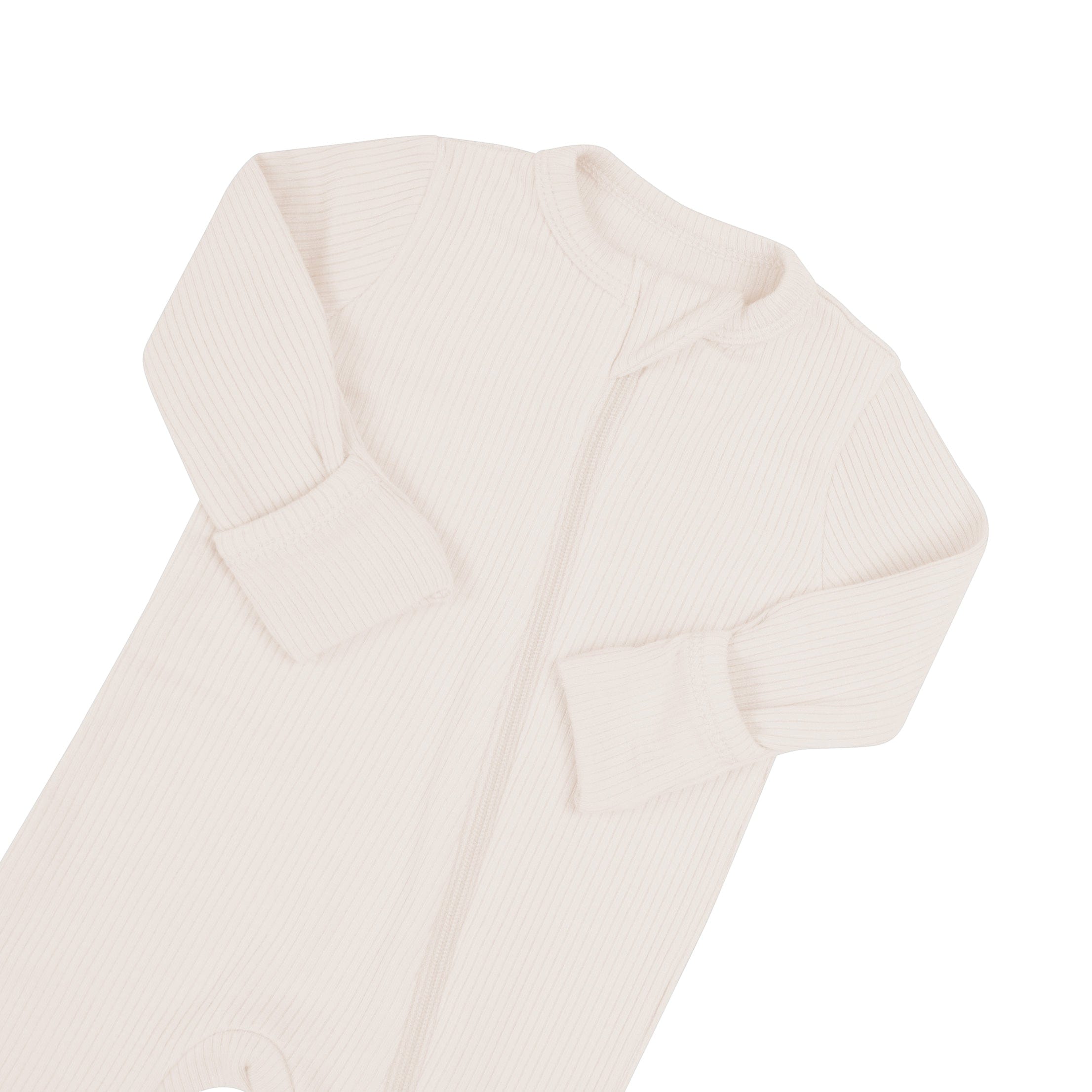 Ribbed Zipper Romper in Oat