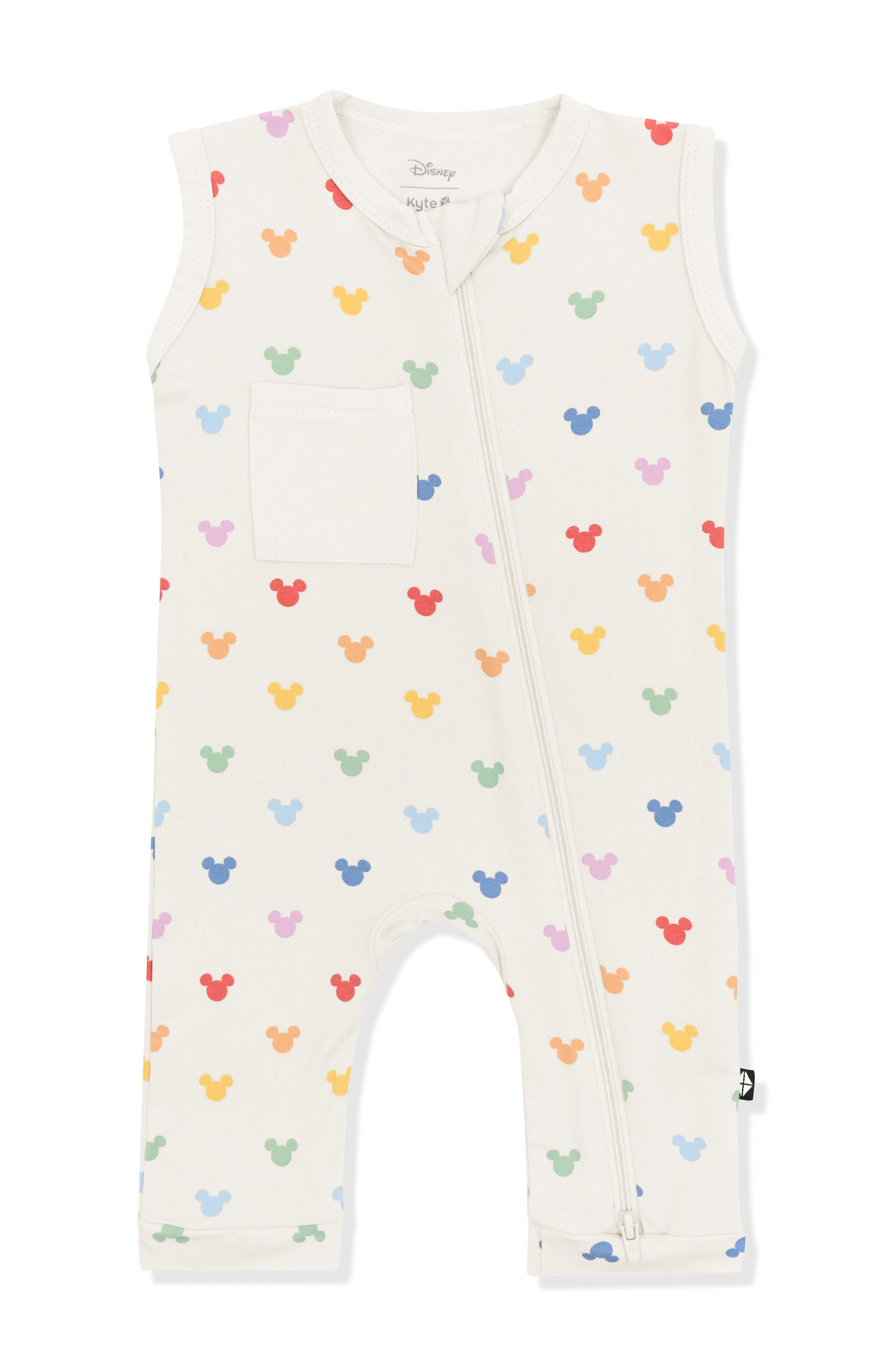 Zippered Sleeveless Romper in Pastel Mickey Mouse