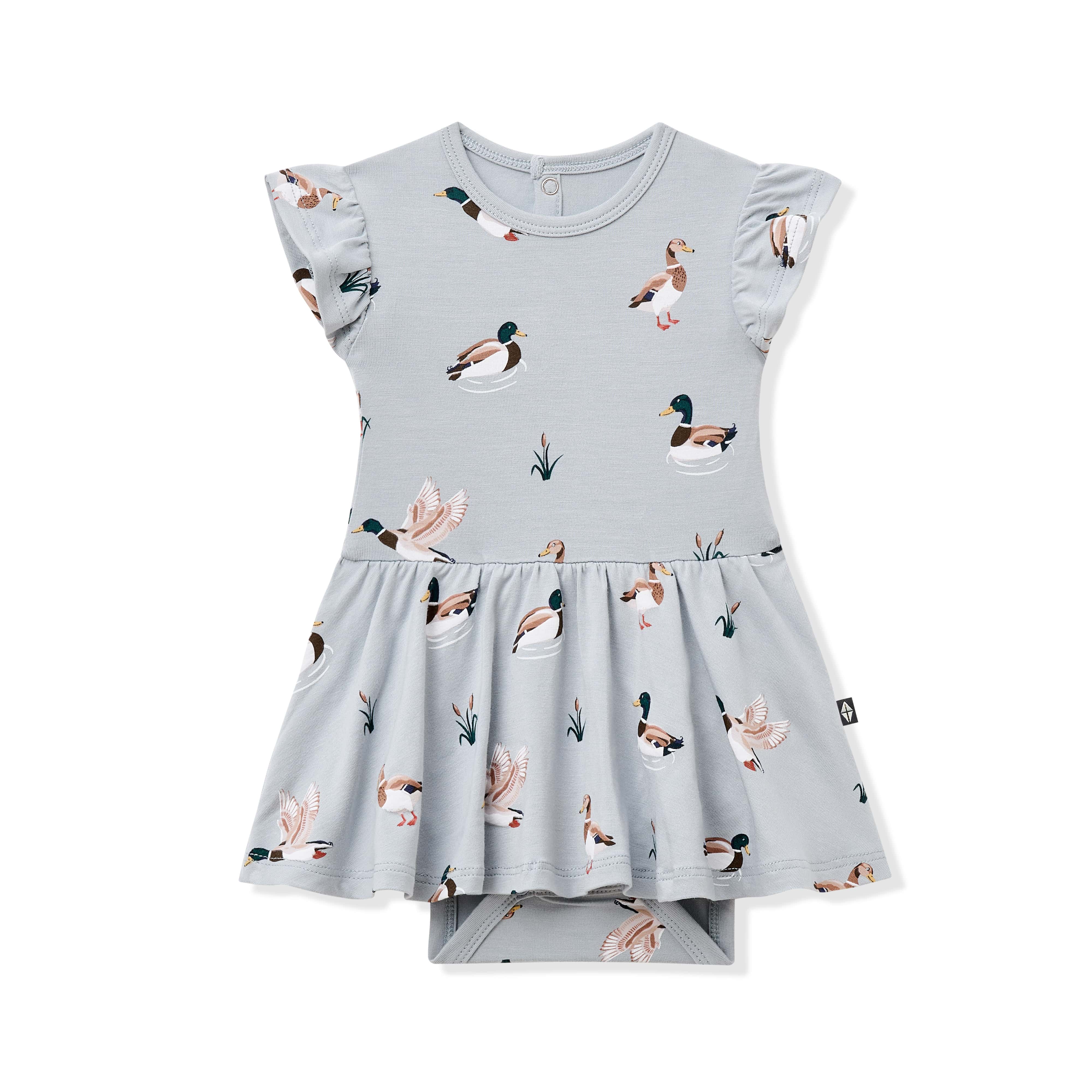 Twirl Bodysuit Dress in Mallard Duck