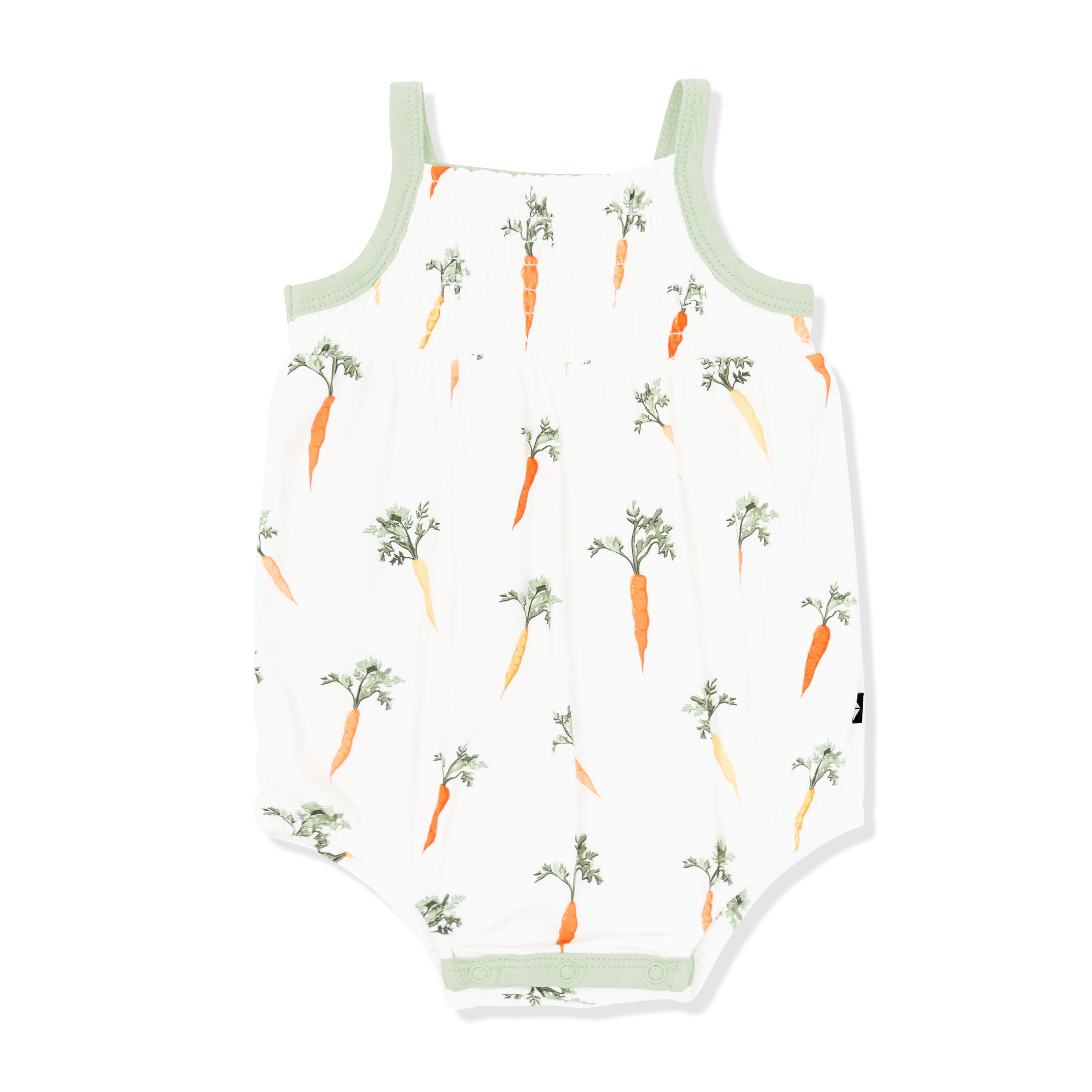 Smocked Bubble Romper in Carrot