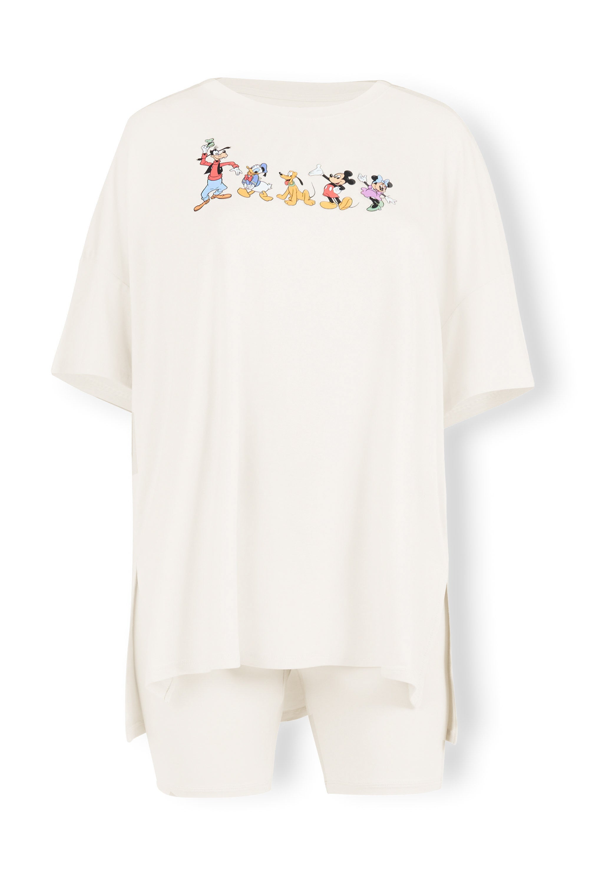 Women’s Biker Short Set in Mickey and Friends on Ecru