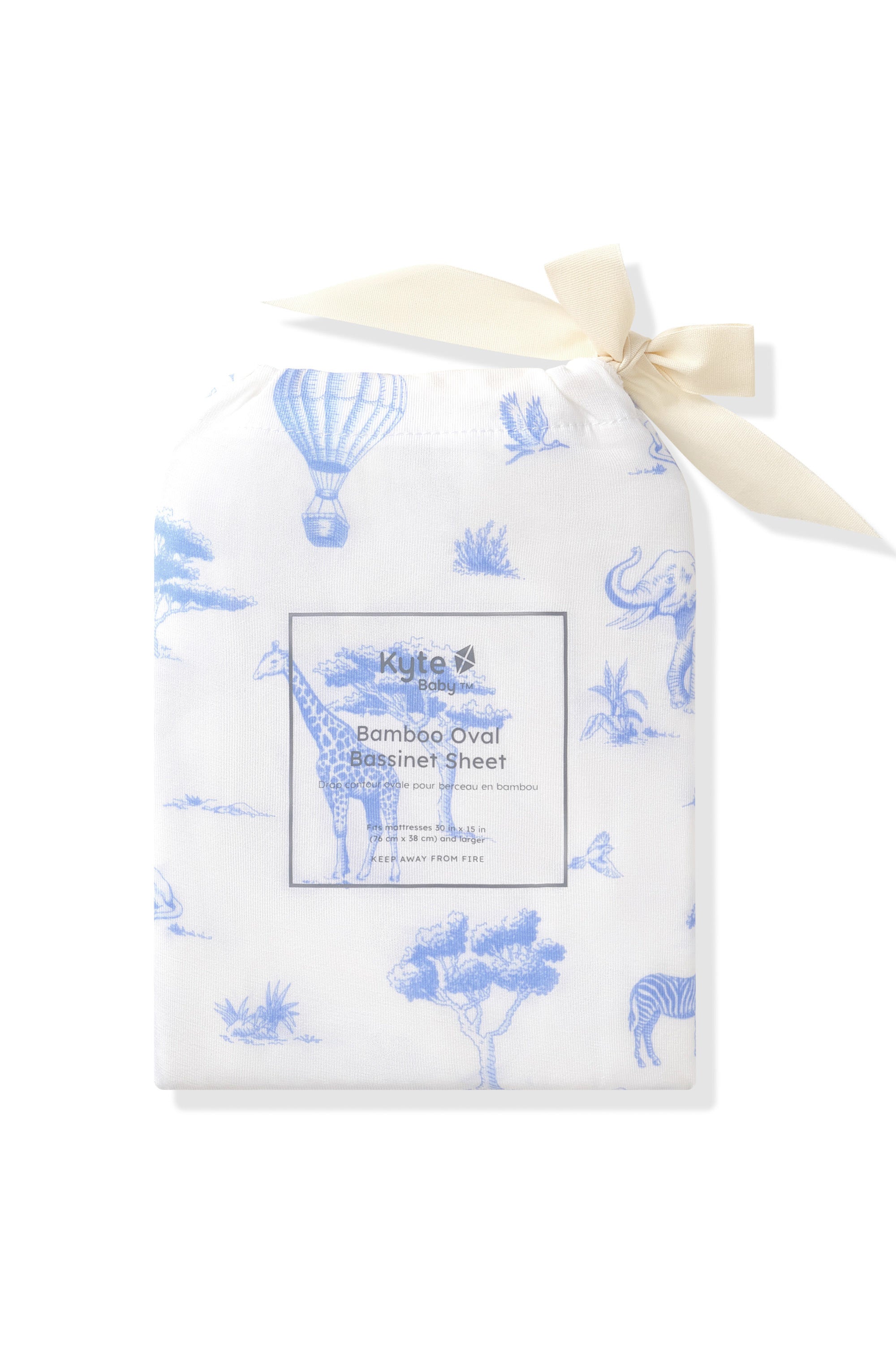 Oval Bassinet Sheet in Toile Safari