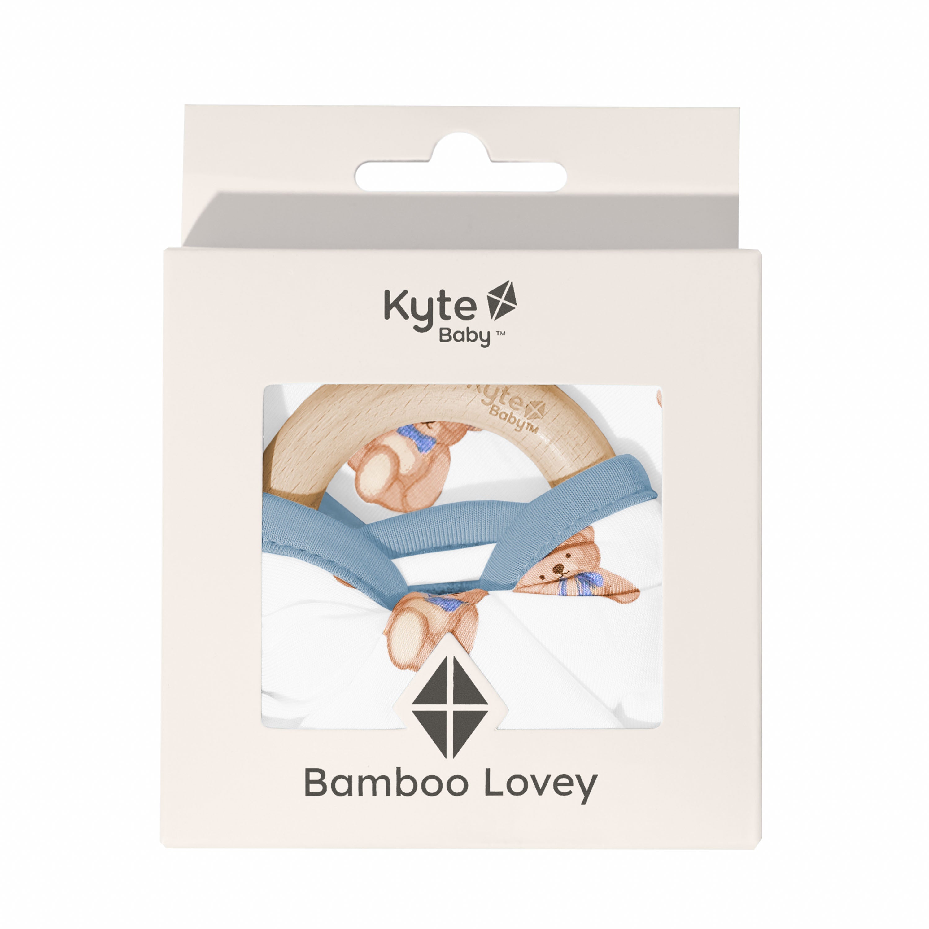 Lovey in Teddy Bear with Removable Wooden Teething Ring