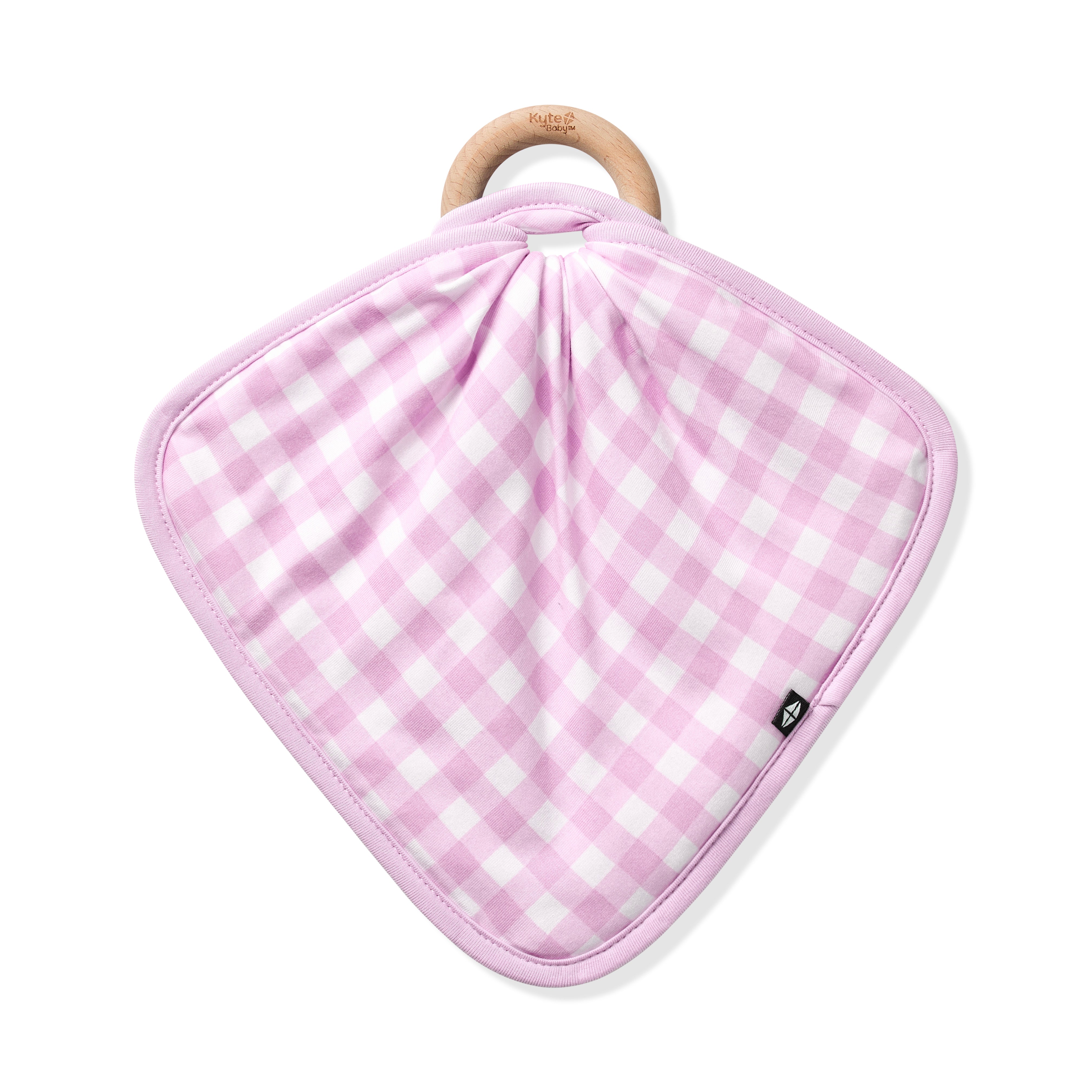 Lovey in Gingham Thistle with Removable Wooden Teething Ring