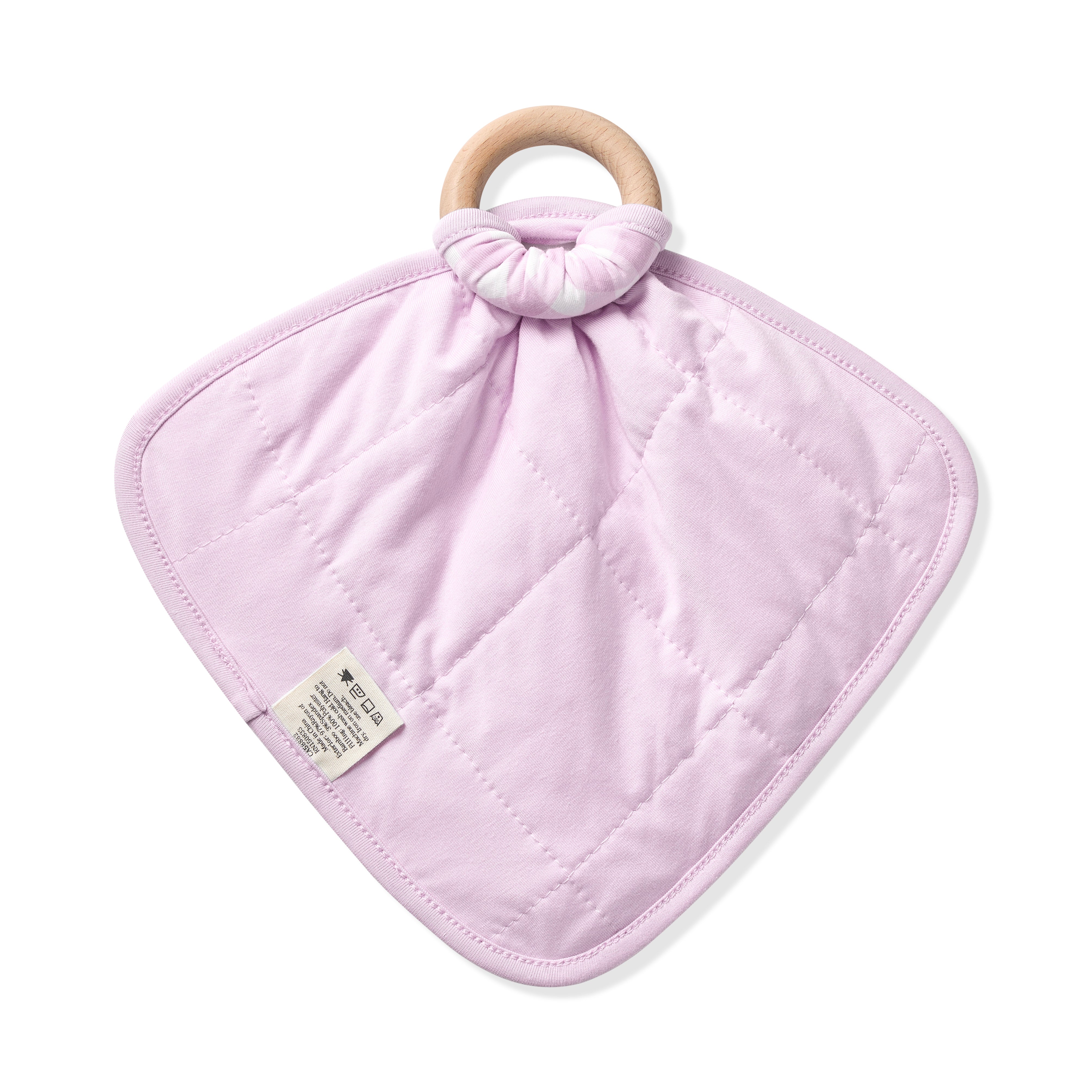 Lovey in Gingham Thistle with Removable Wooden Teething Ring