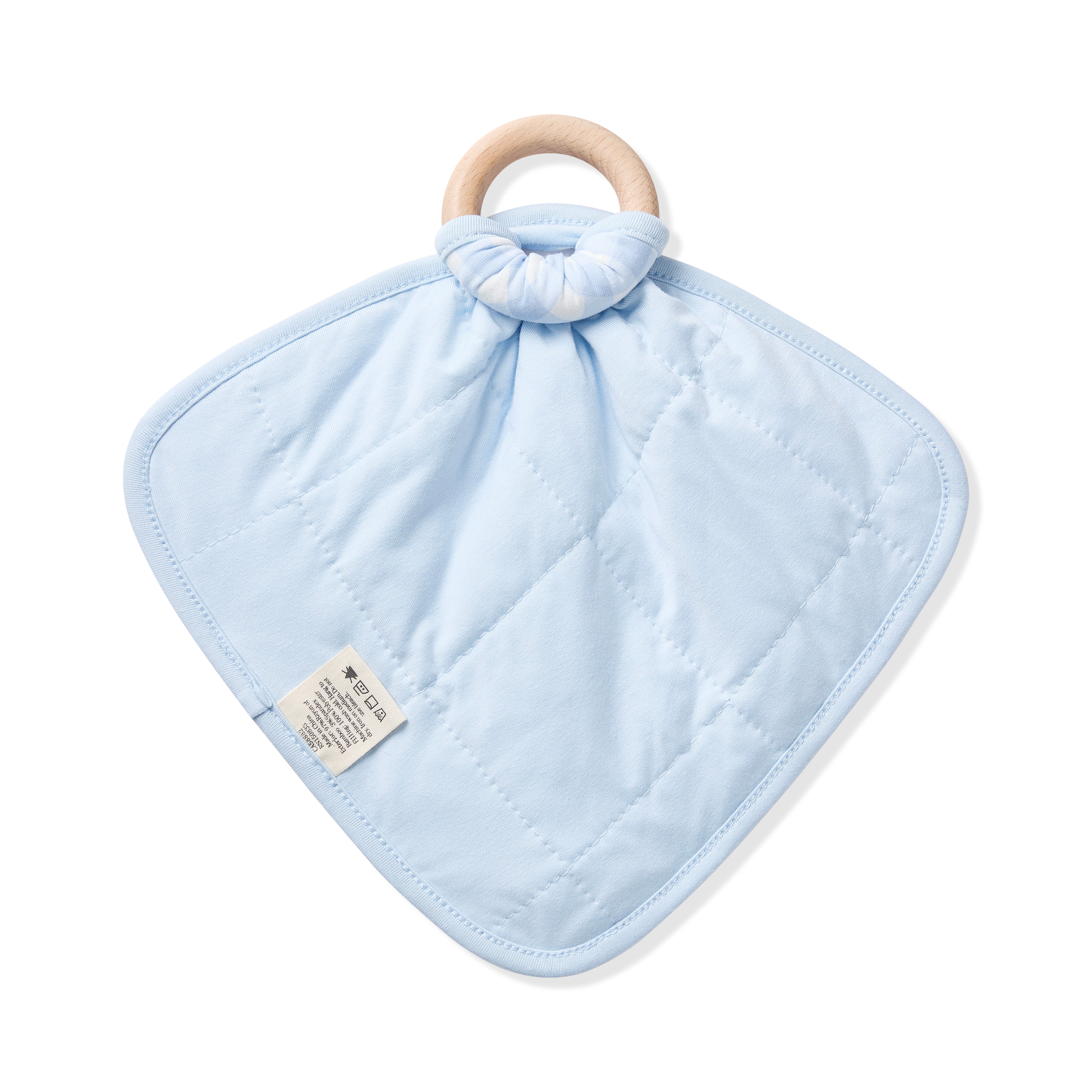 Lovey in Gingham Breeze with Removable Wooden Teething Ring