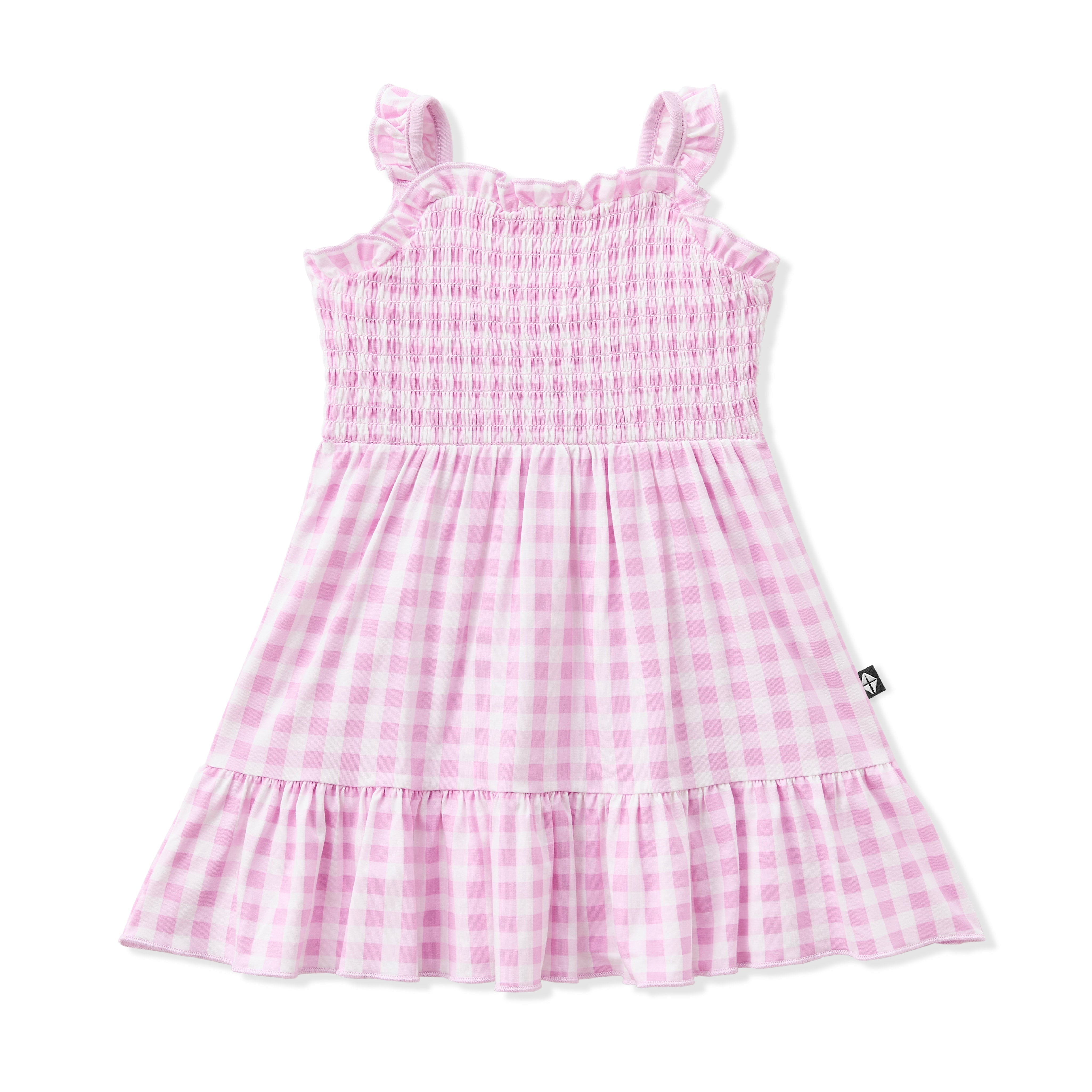 Smocked Dress in Gingham Thistle