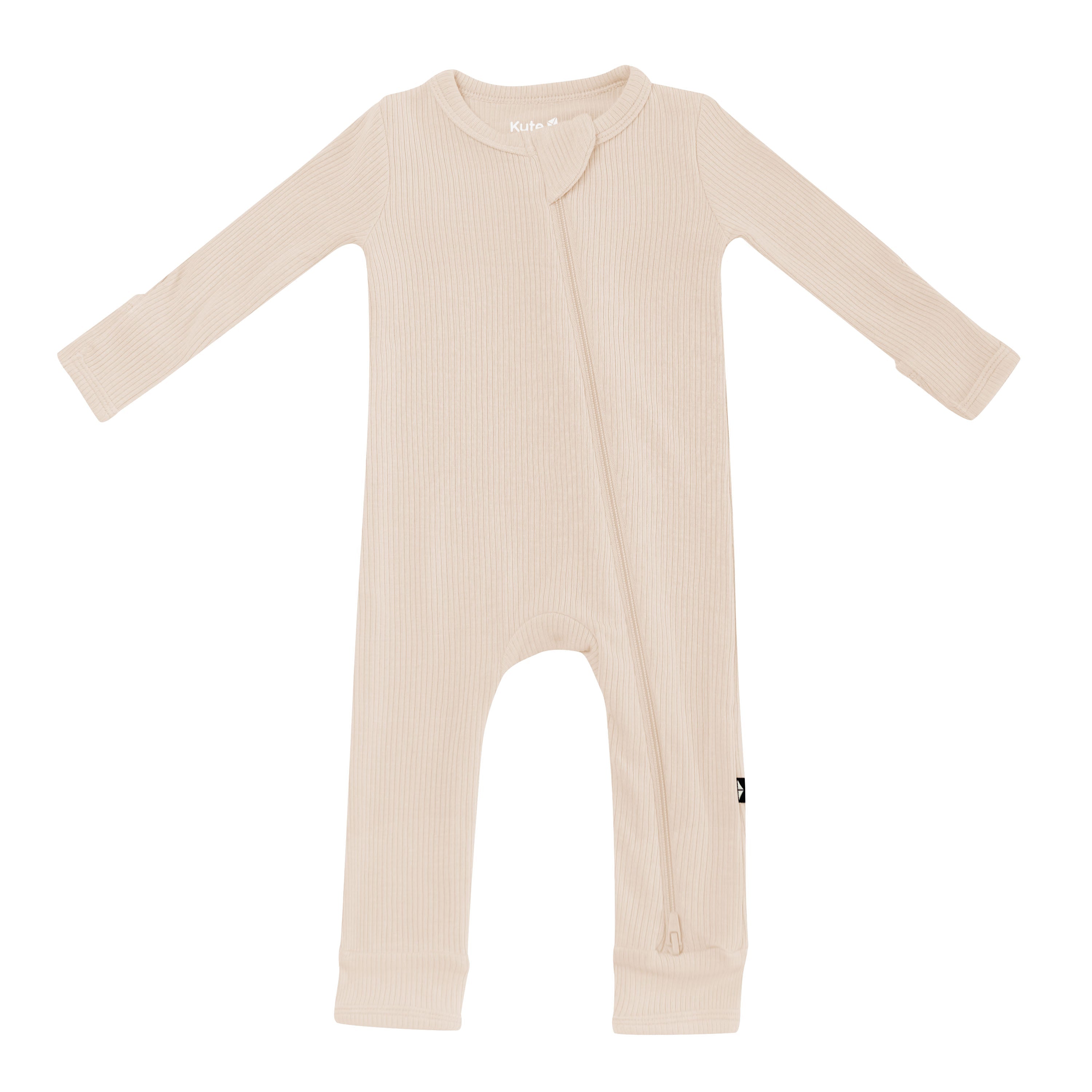 Ribbed Zipper Romper in Bisque