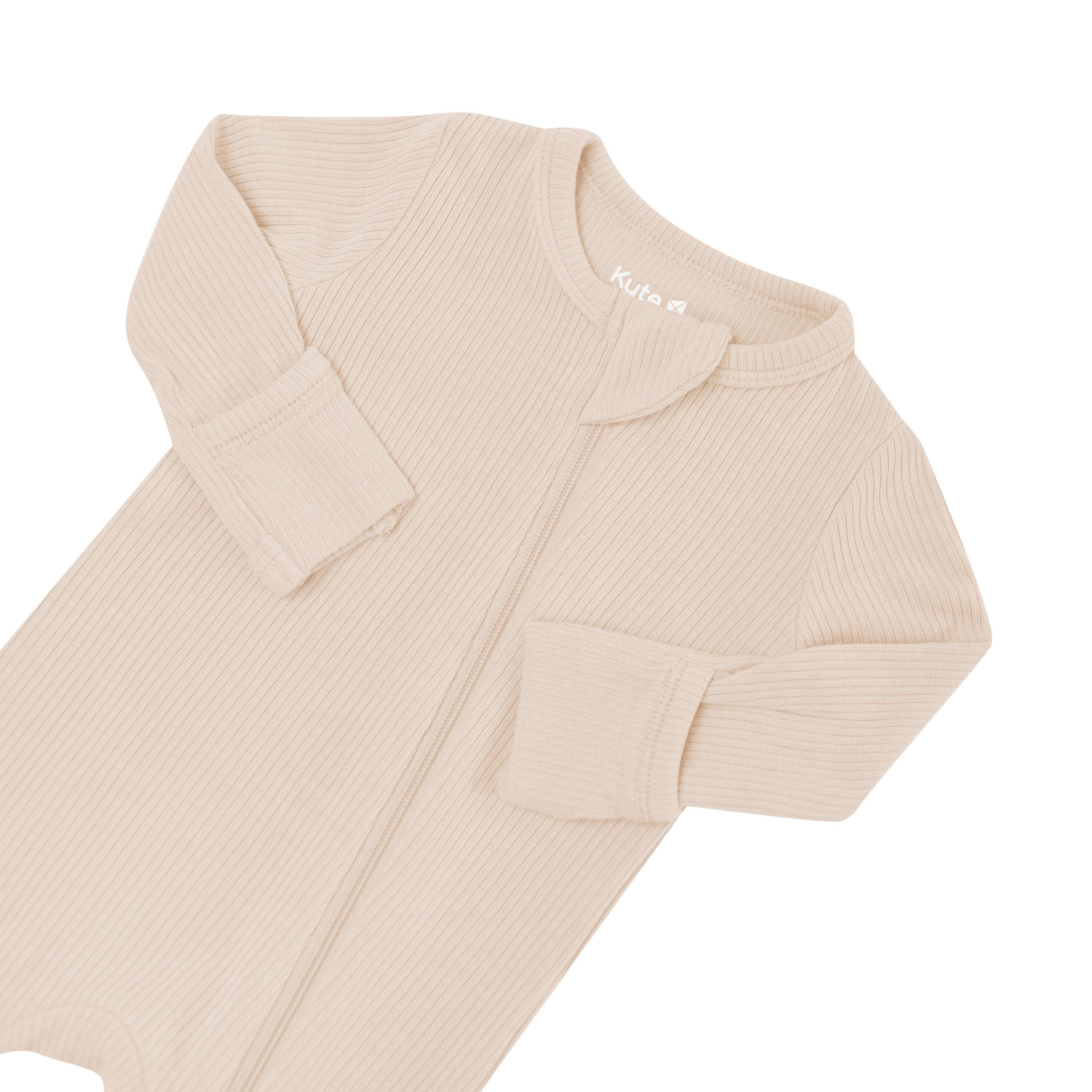 Ribbed Zipper Romper in Bisque