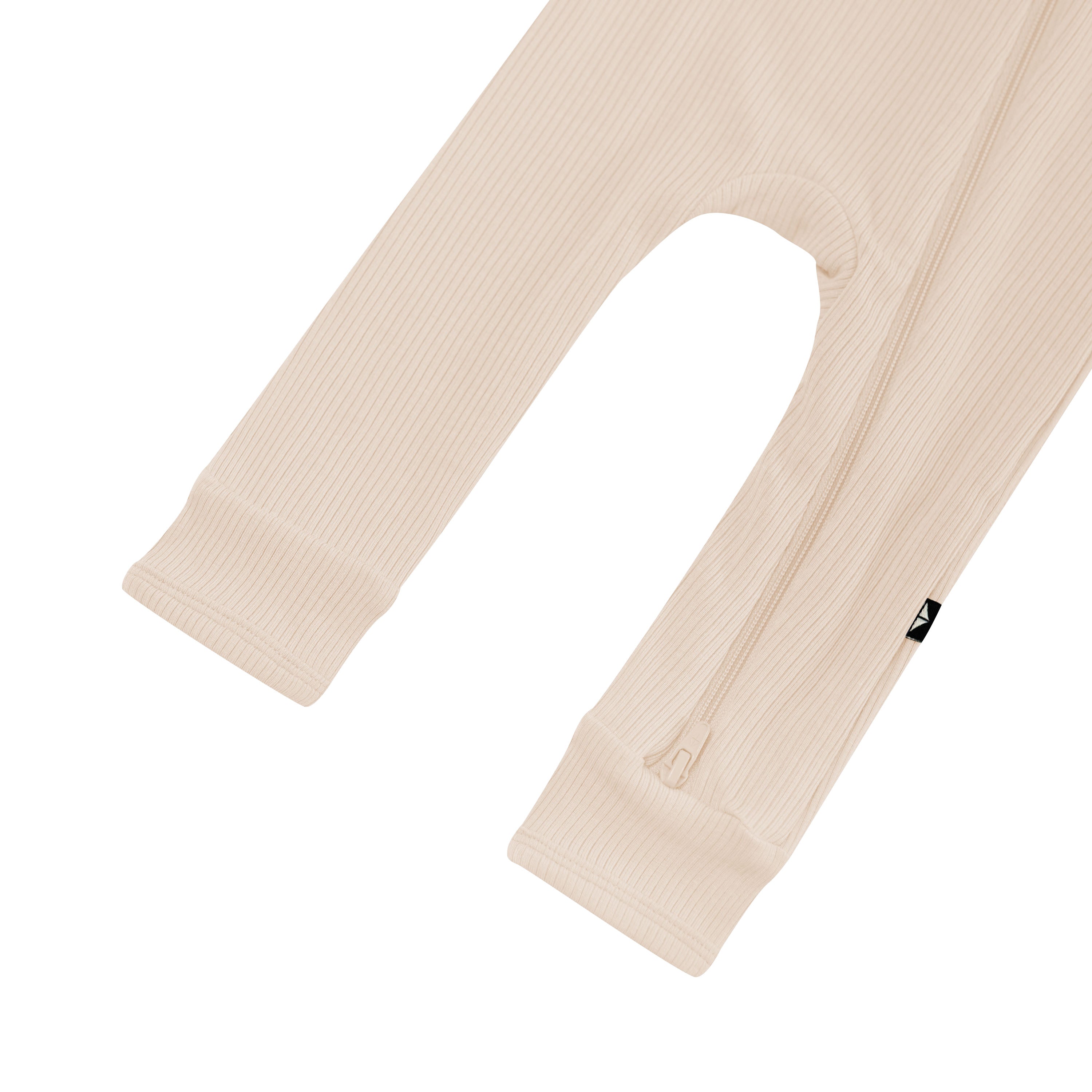Ribbed Zipper Romper in Bisque