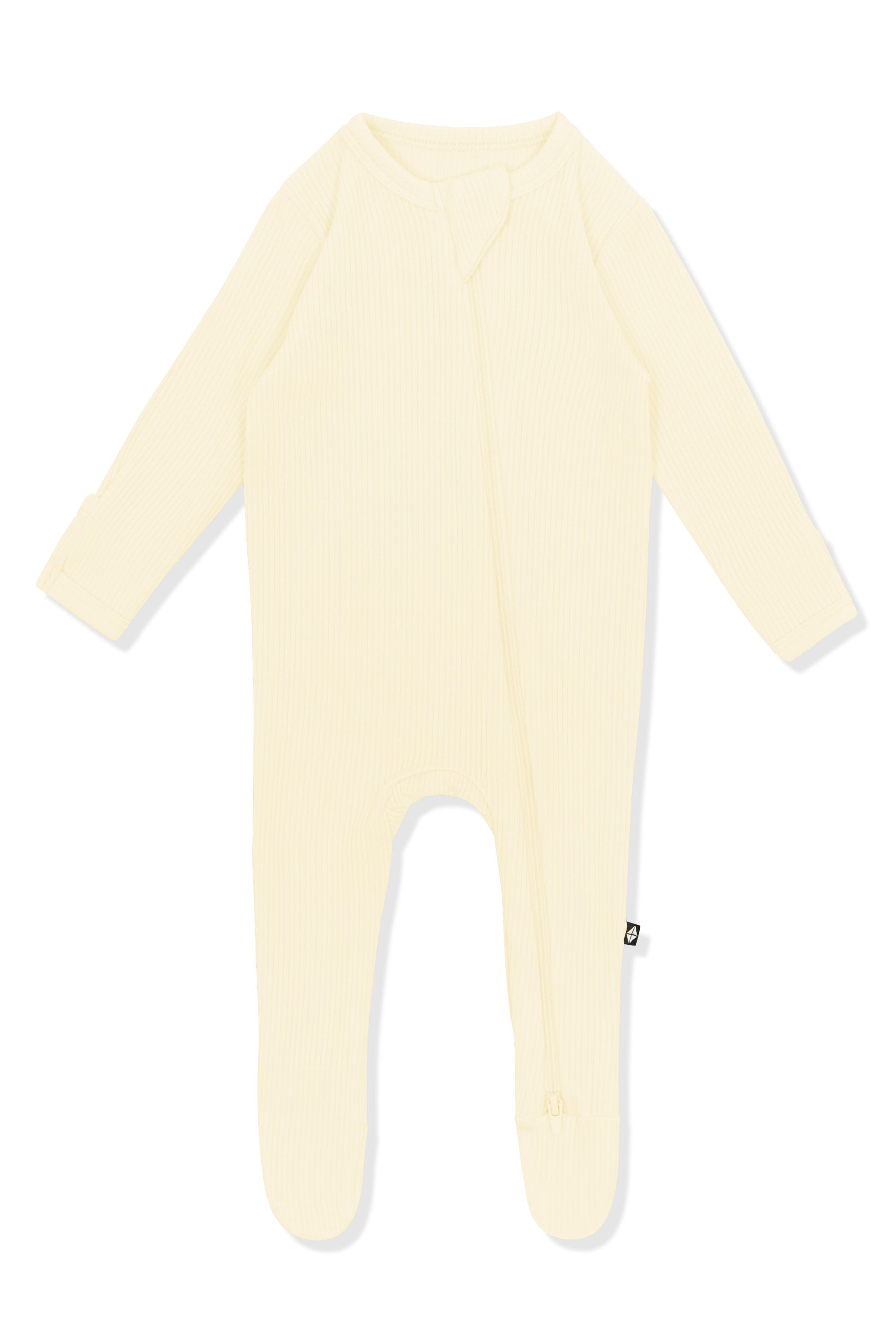 Ribbed Zipper Footie in Chamomile