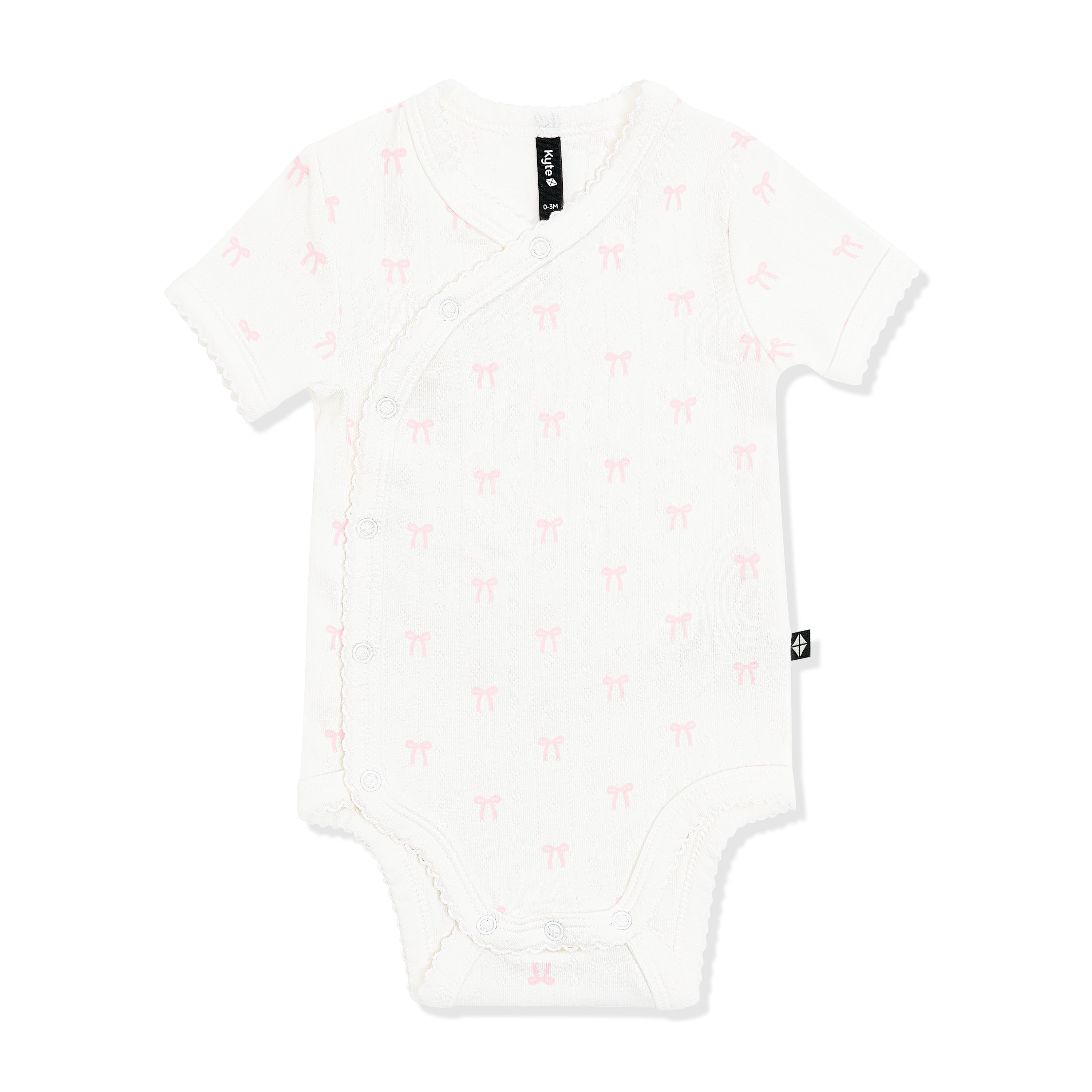 Pointelle Kimono Bodysuit in Sweet Pink Bow